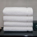 Authentic Plush Herringbone Weave Hotel And Spa Turkish Cotton White Hand Towels Set Of 4