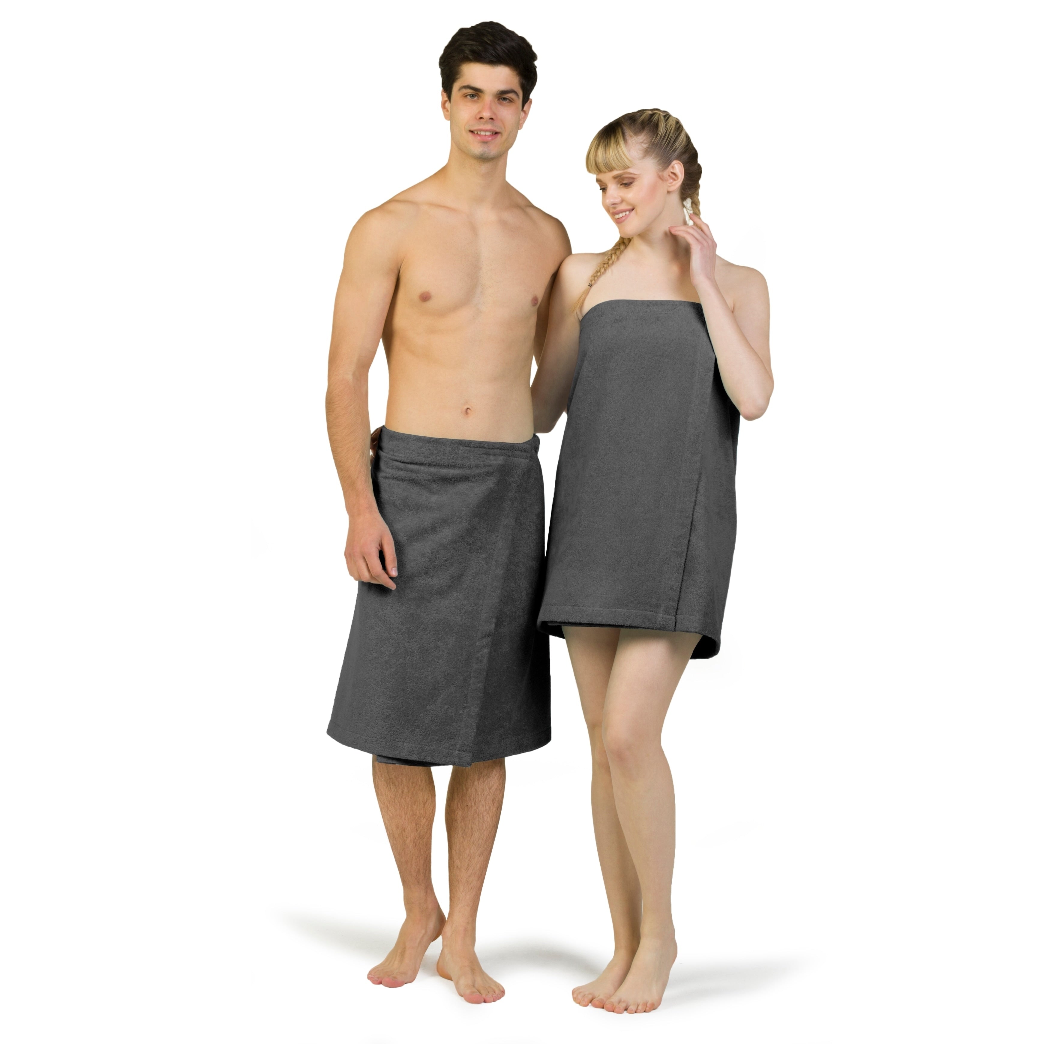 Authentic Turkish Cotton Terry Grey Spa And Shower Towel Wrap