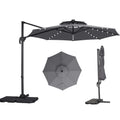 Autlaycil 10Ft Cantilever Outdoor Patio Umbrella With Base Included Solar Light