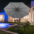 Outdoor Patio Solar Powered Aluminum Umbrella With Led Lights Without Base