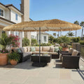 Autlaycil 15Ft Outdoor Patio Tiki Umbrella With Base Sandbags
