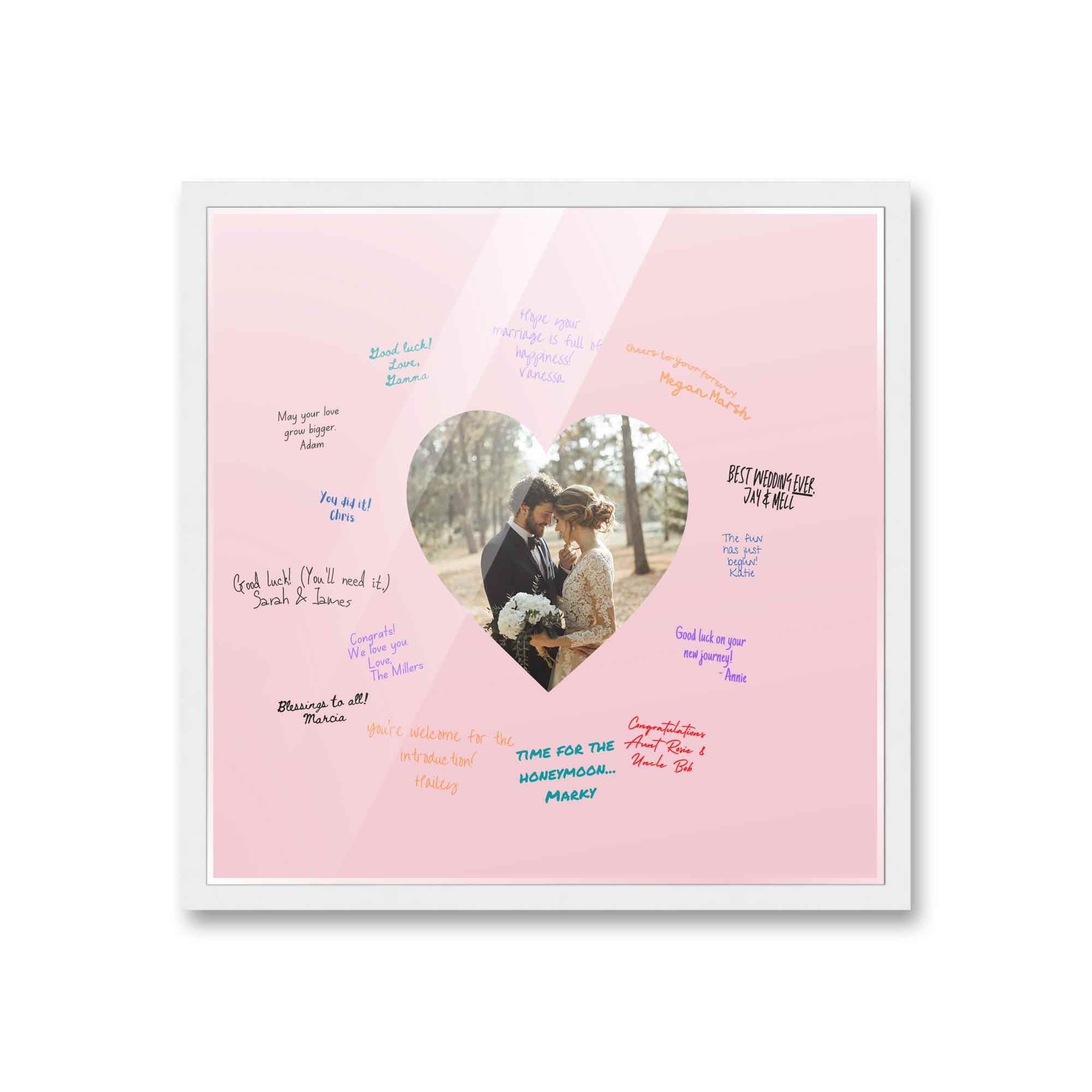 Autograph White Wood Frame With Heart Pink Mat Perfect For Event Signatures Full Color Pen Set Included 3 Sizes Available