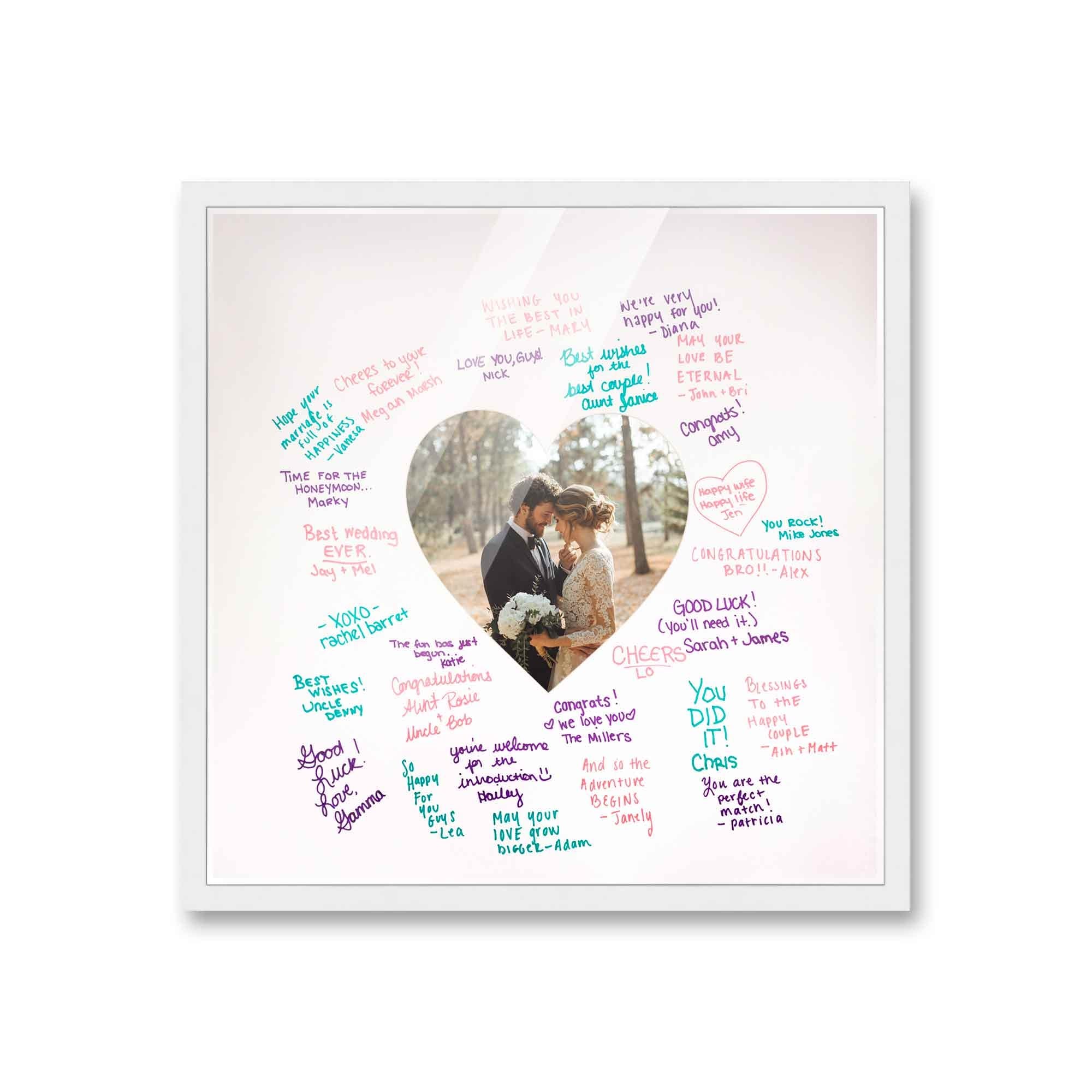 Autograph White Wood Frame With Heart White Mat Perfect For Event Signatures Full Color Pen Set Included 3 Sizes Available