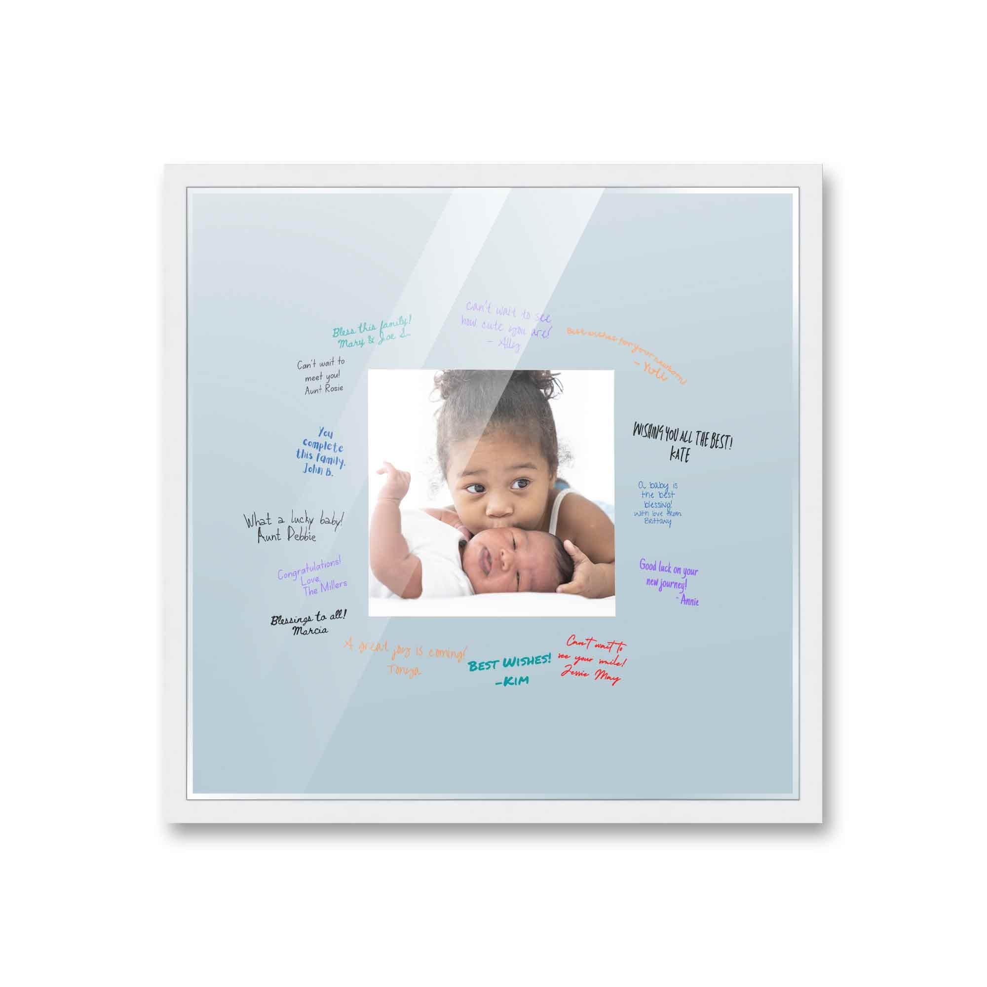 Autograph White Wood Frame With Squre Blue Mat Perfect For Event Signatures Full Color Pen Set Included 3 Sizes Available