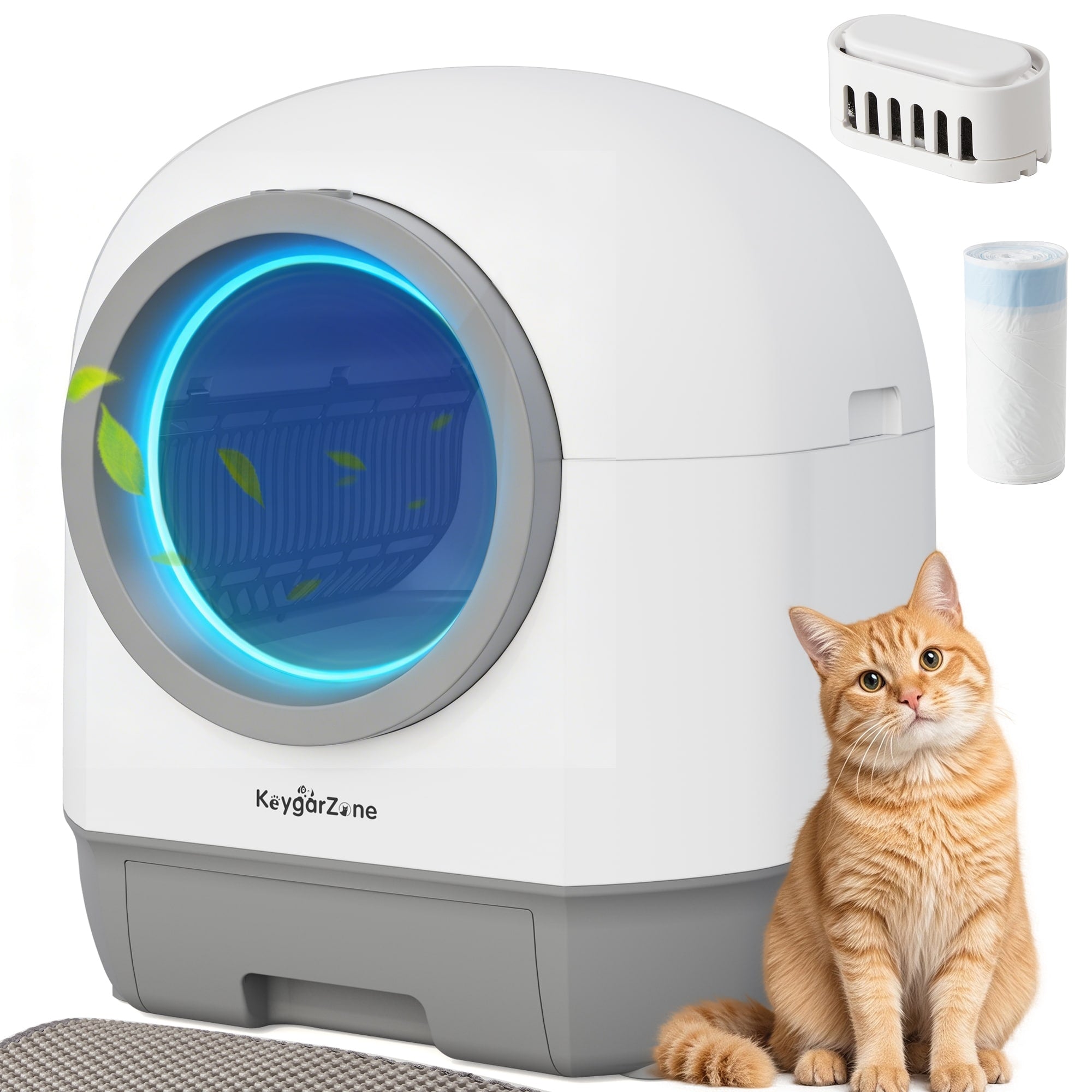 Automatic Self Cleaning Cat Litter Box With Odor Control App Control White
