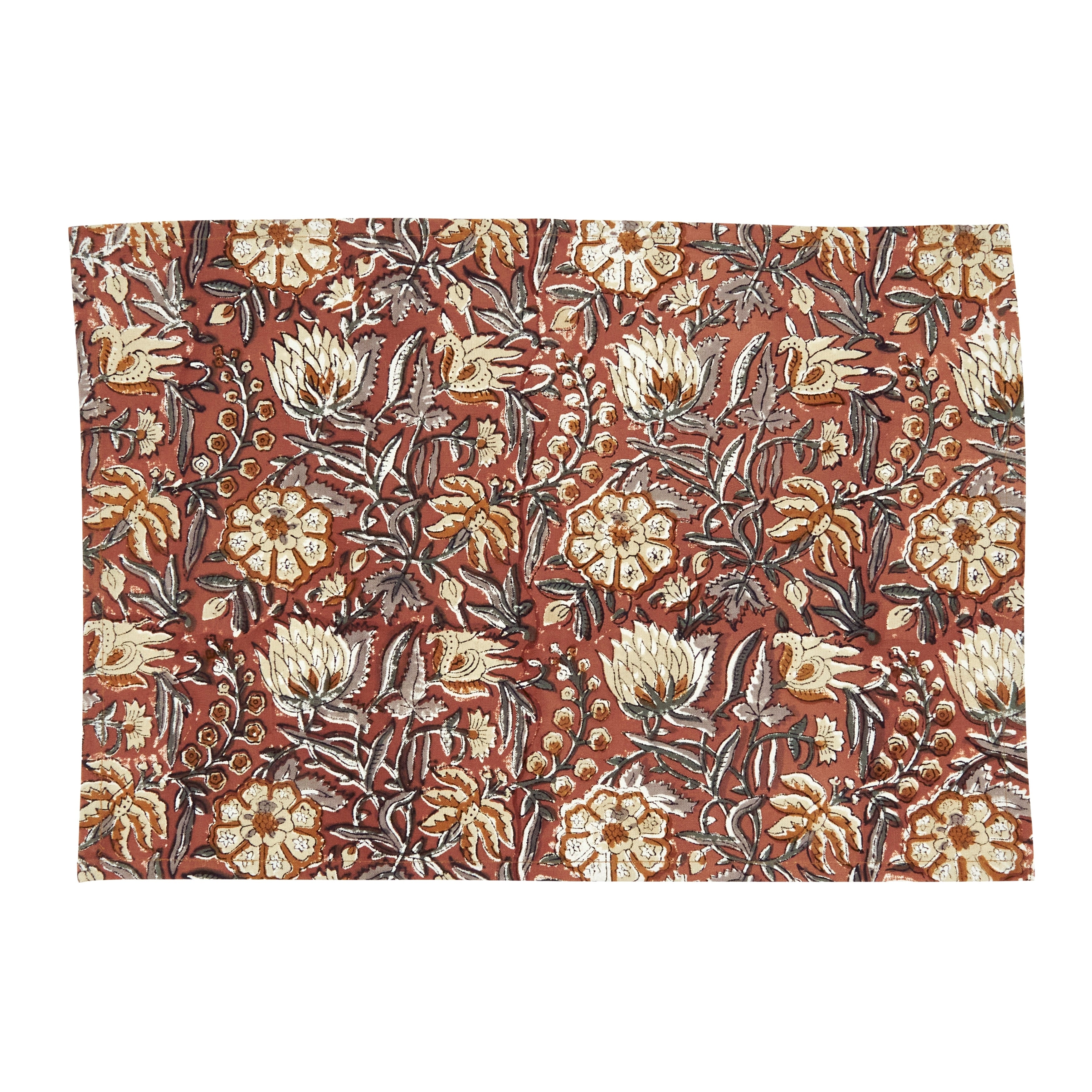 Autumn Botanical Cotton Placemats Set Of 4 Vintage Floral Print For Dining Entertaining Seasonal Table Settings 13 X19