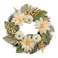 Autumn Harvest White Dahlia Berry And Pumpkin Grapevine Wreath 22 Inch Unlit N A