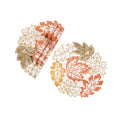 Autumn Leaves Embroidered Cutwork 16 Inch Round Placemats Set Of 4 White 16 X16