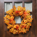 Fall Leaves Pumpkins And Berries Artificial Thanksgiving Wreath 19 Inch Unlit