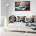 Autumn Mountain Waterfall Long View Landscape Photo Canvas Print