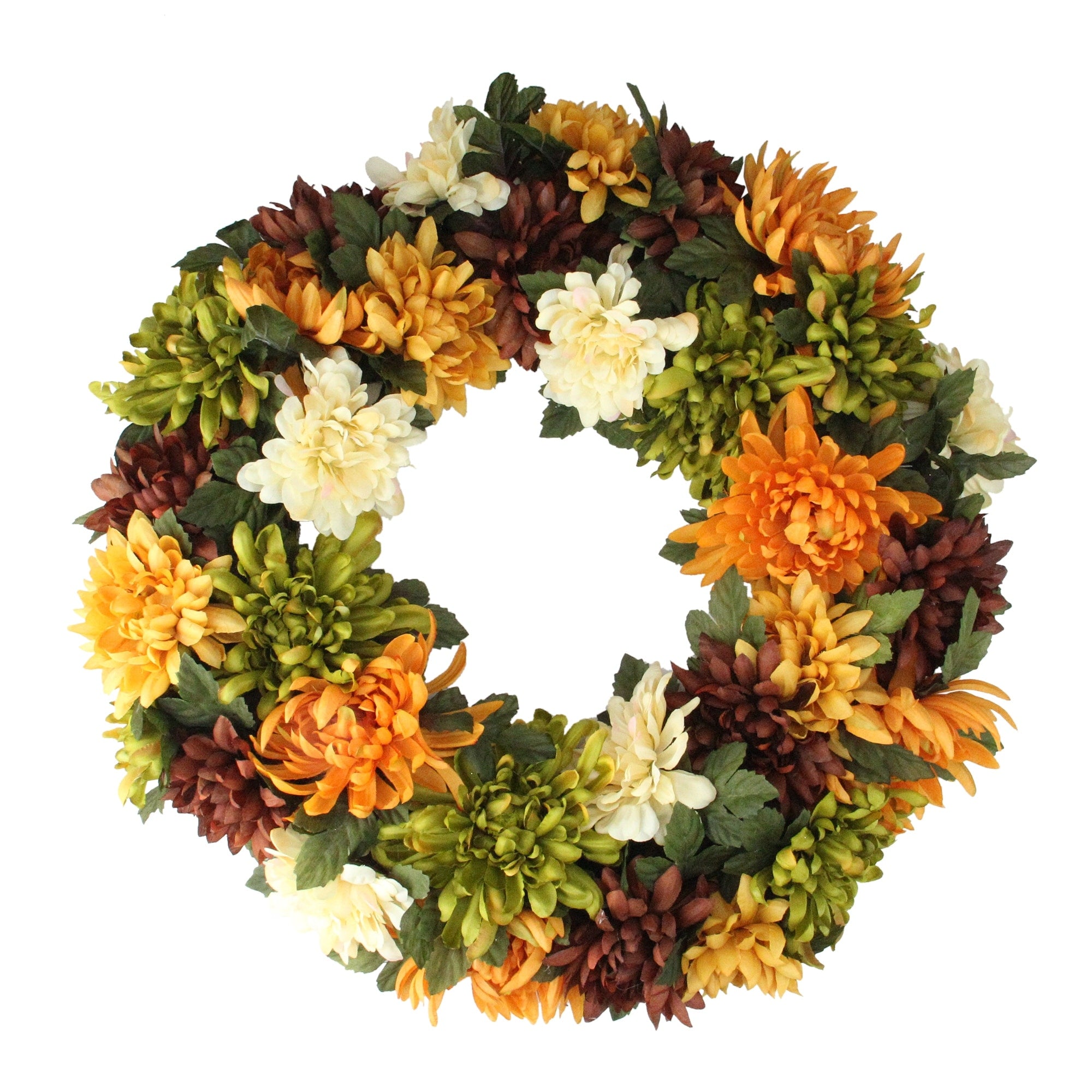 Autumn Orange And Cream Chrysanthemum Artificial Thanksgiving 19.5 Inch Unlit