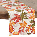 Autumn Table Runner With Embroidered Leaves Design