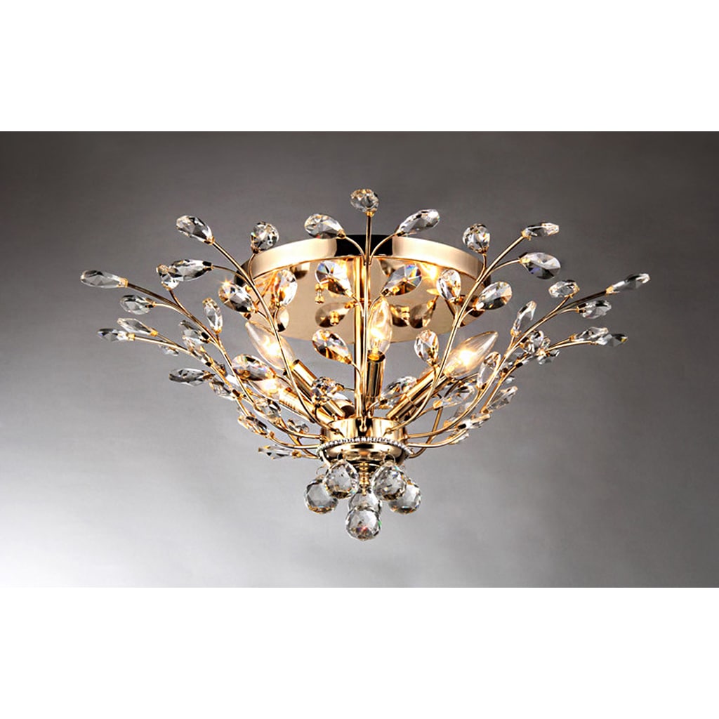 Ava 6 Light Gold 27 Inch Crystal Flush Mount