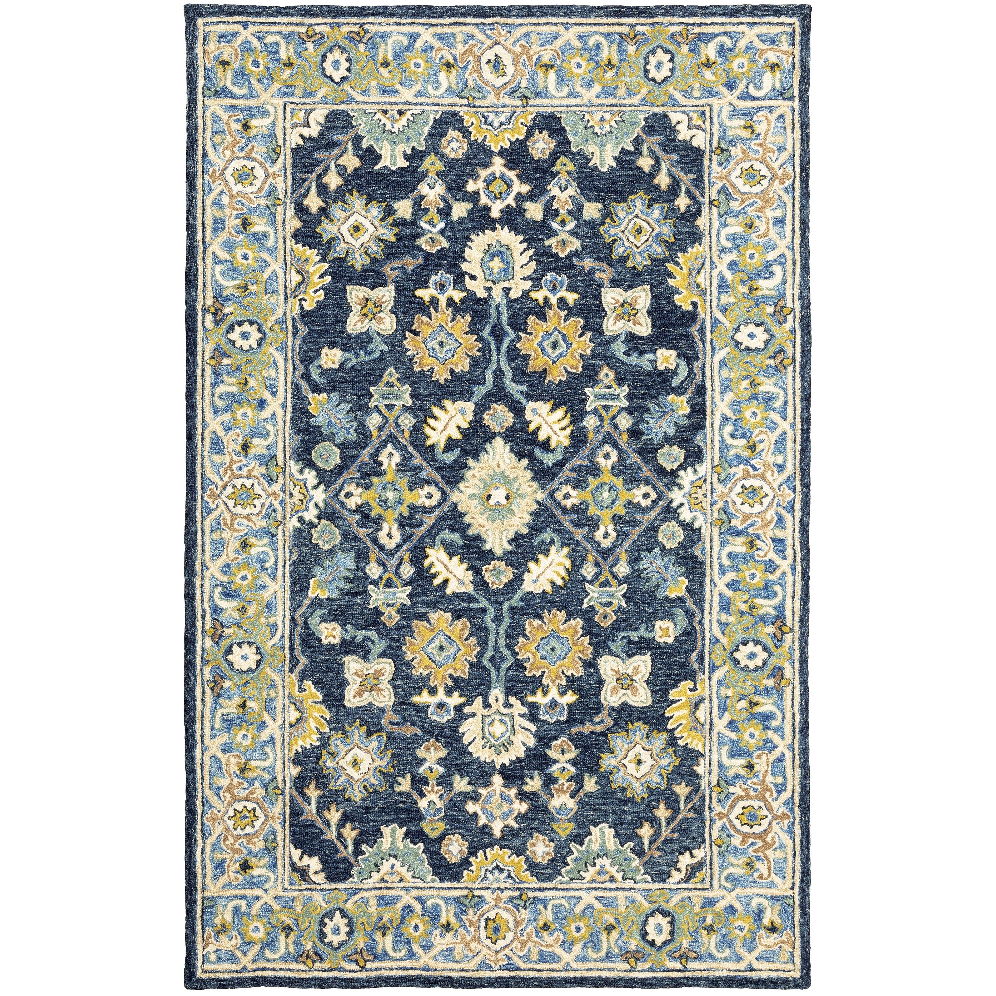 Ava Bohemian Navy Blue Area Rug