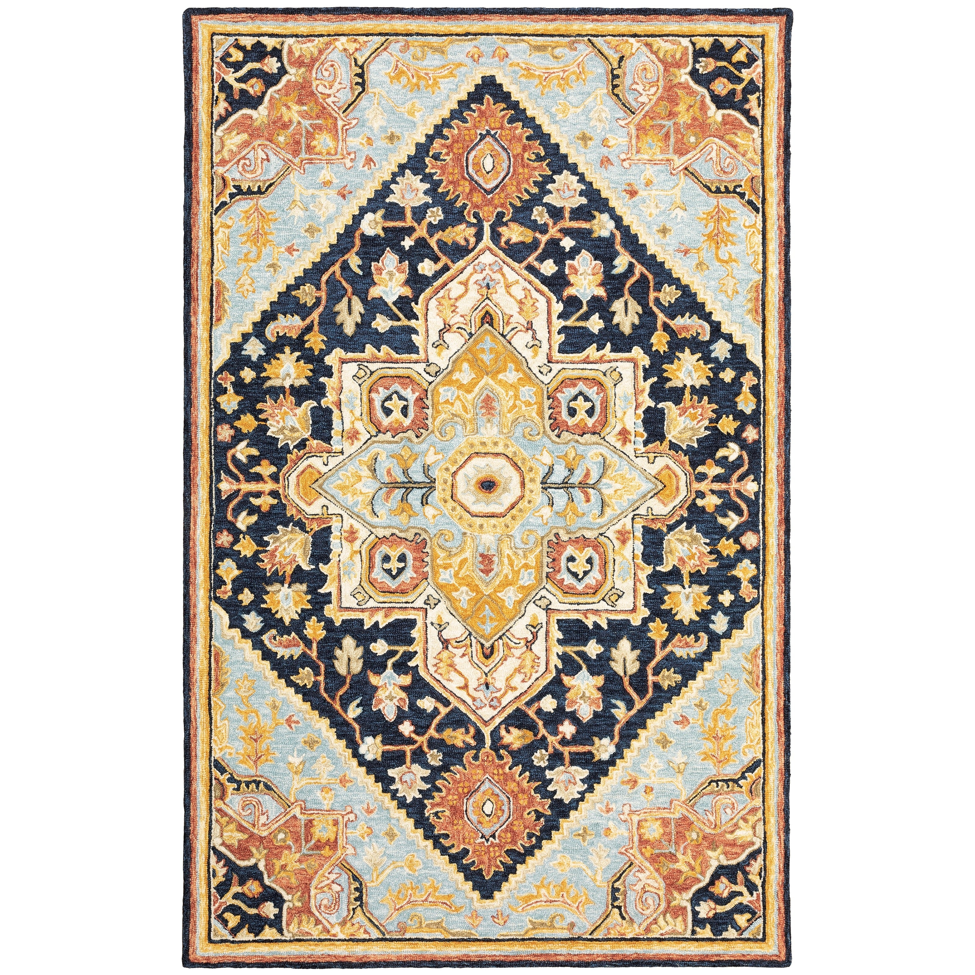 Ava Bohemian Navy Rust Area Rug