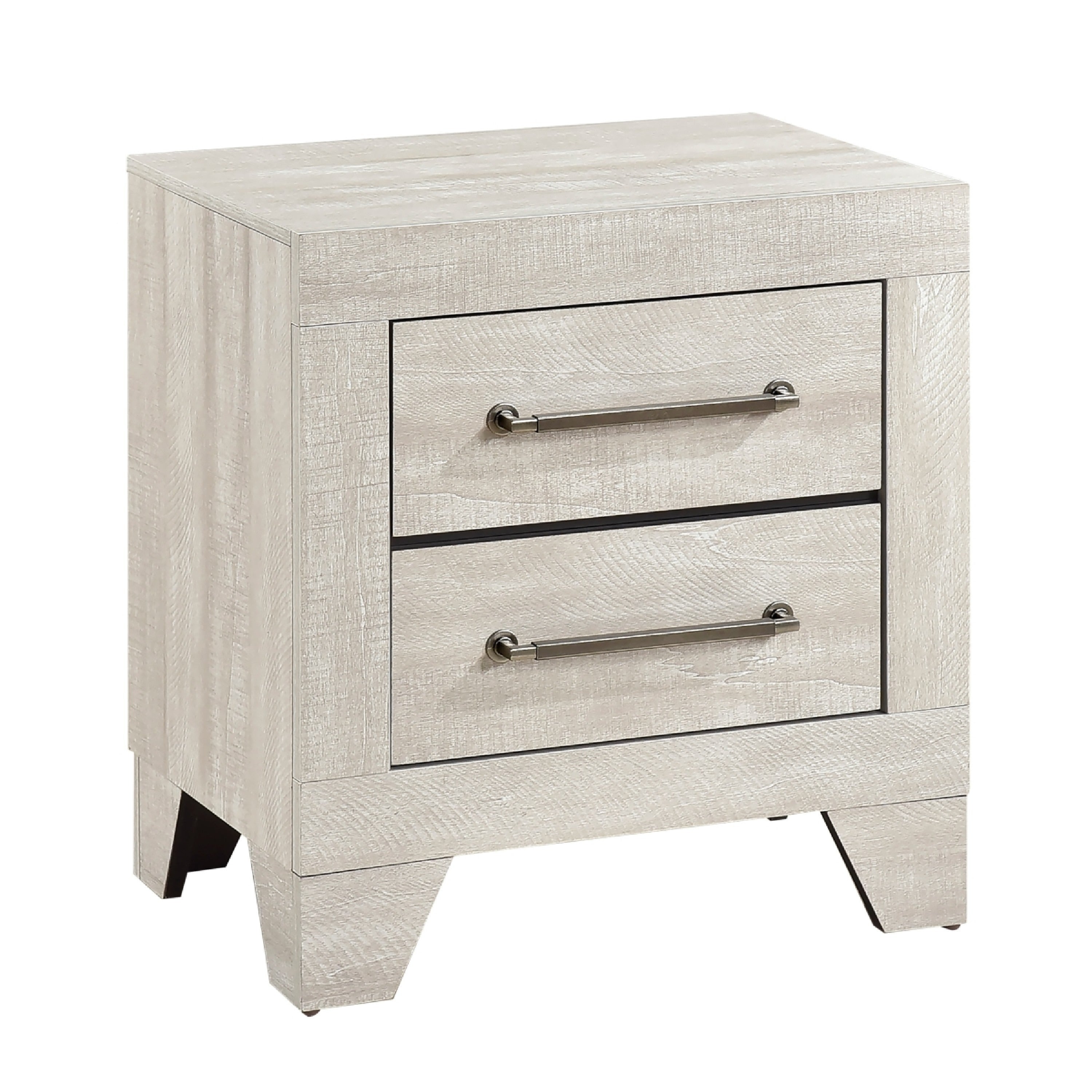 Ava Nightstand 2 Drawers W Antique Silver Bar Handles Dusty Gray