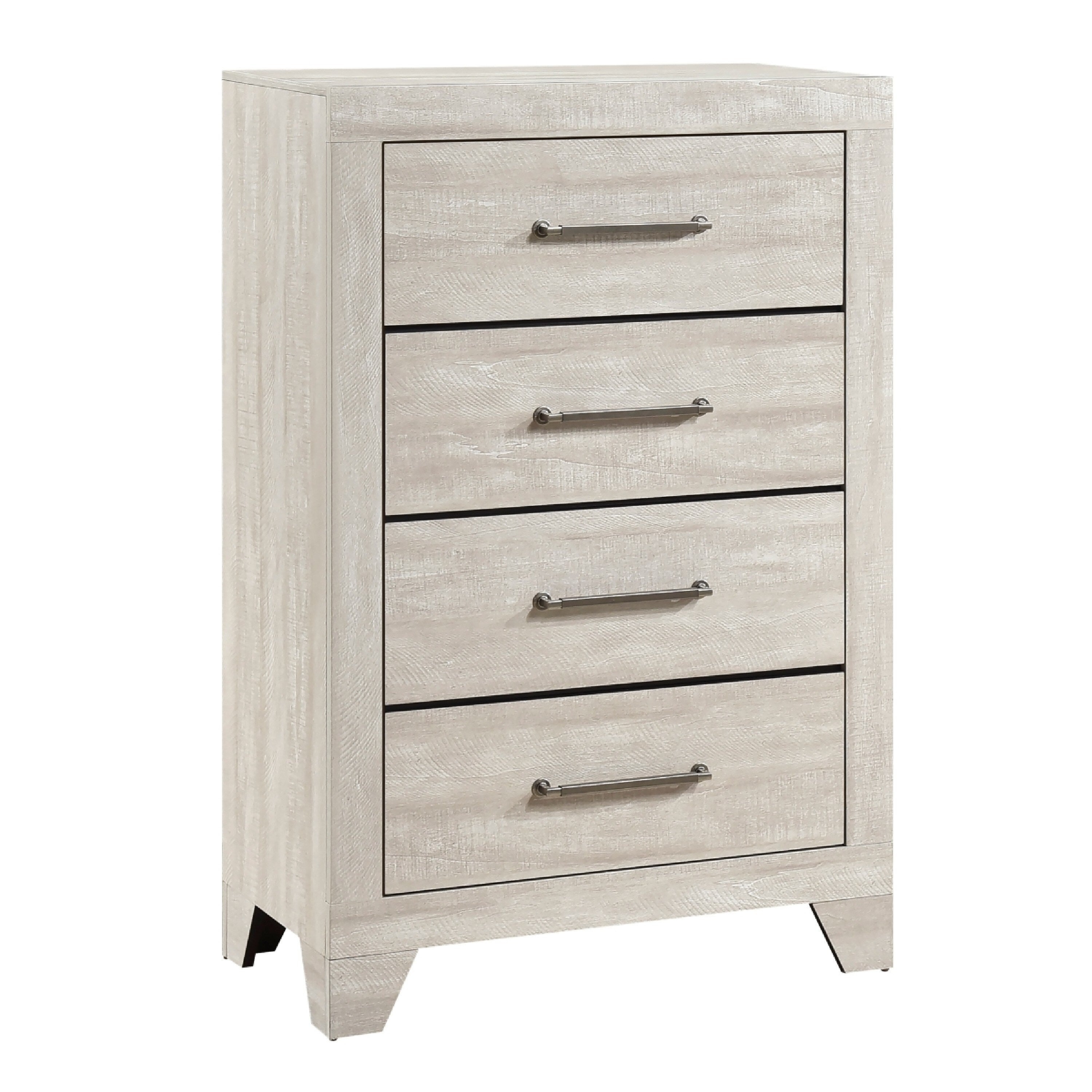 Ava Tall Dresser Chest 4 Drawers W Antique Silver Bar Handles Dusty Gray