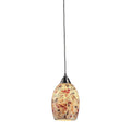 Avalon 5 Inch Wide 1 Light Pendant In Satin Nickel With White Multicolor Crackle Glass 5In W X 5In D X 5In H