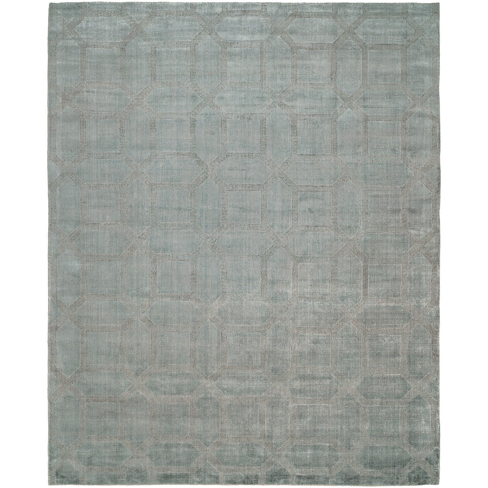 Avalon Crystal Blue Wool And Viscose Handmade Area Rug 10 X 14 10 X 14