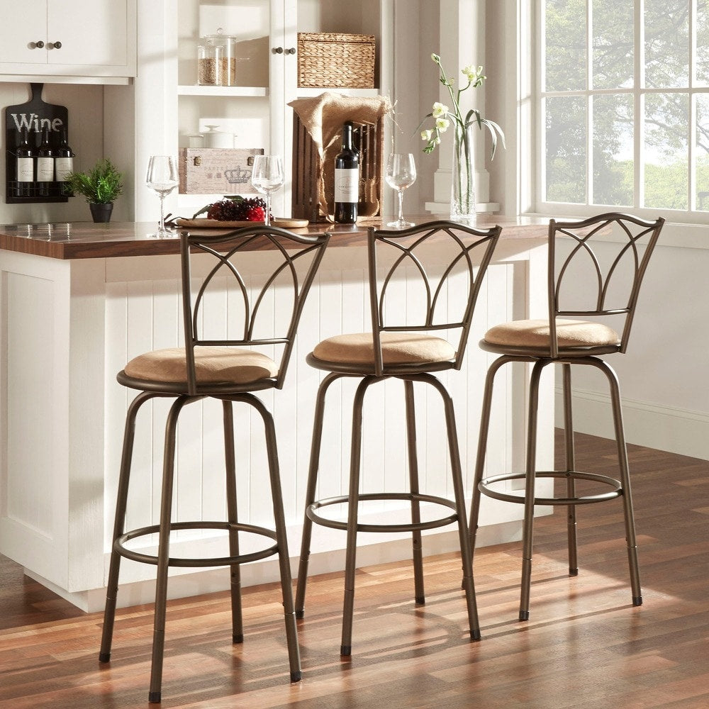 Avalon Double Cross Swivel High Back Counter Barstool Set Of 3 By Inspire Q Classic