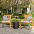 Christopher Knight Home Avalon Outdoor 3 Piece Acacia Wood Chat Set With Round Wicker Table