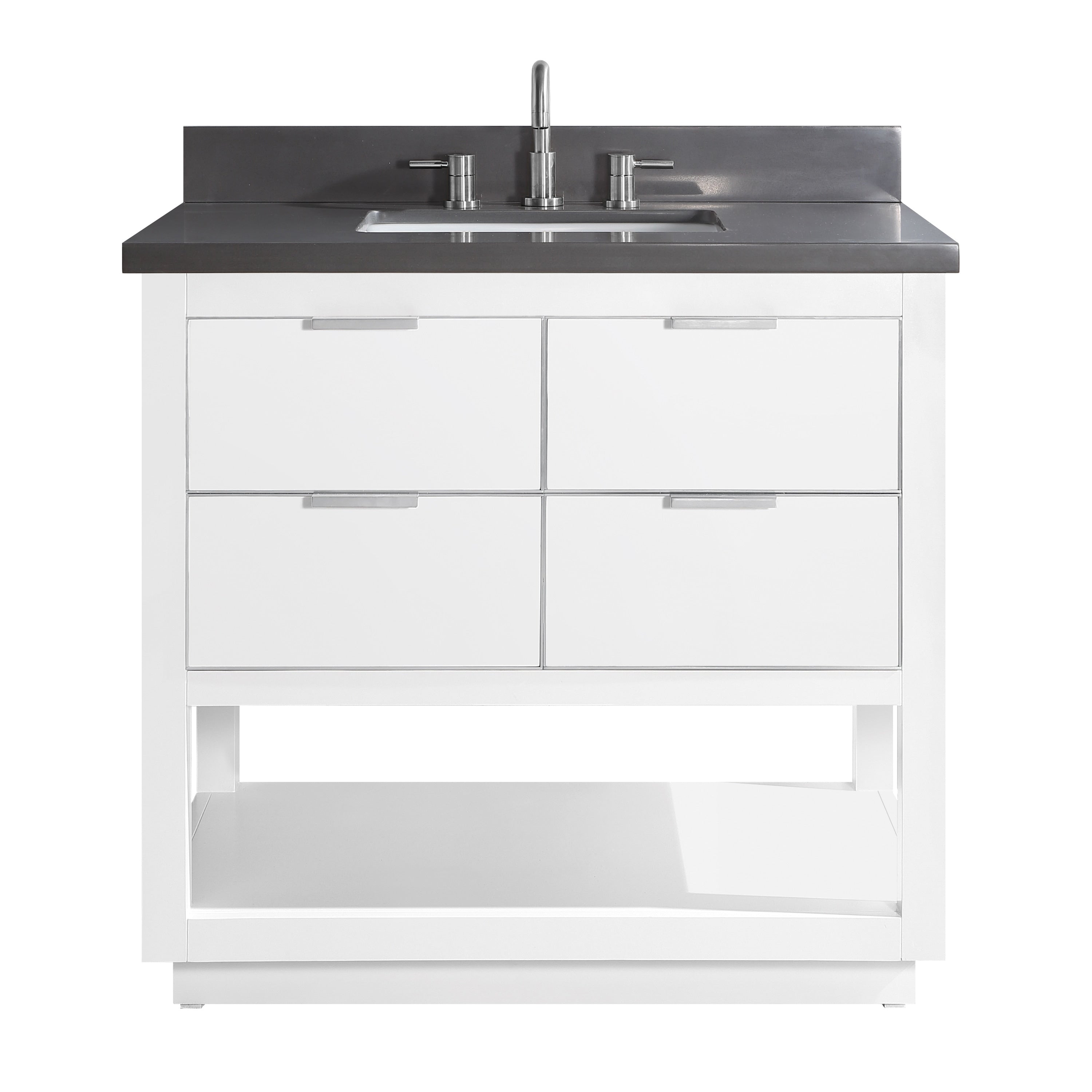 Avanity Allie 37 In. Vanity Combo In White With Silver Trim