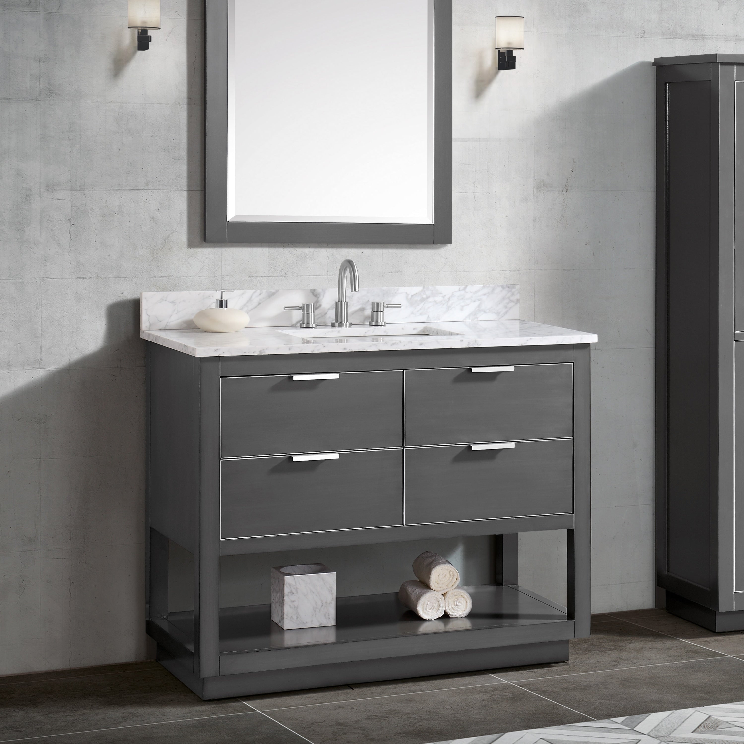 Avanity Allie 43 In. Vanity Combo In Twilight Gray With Silver Trim