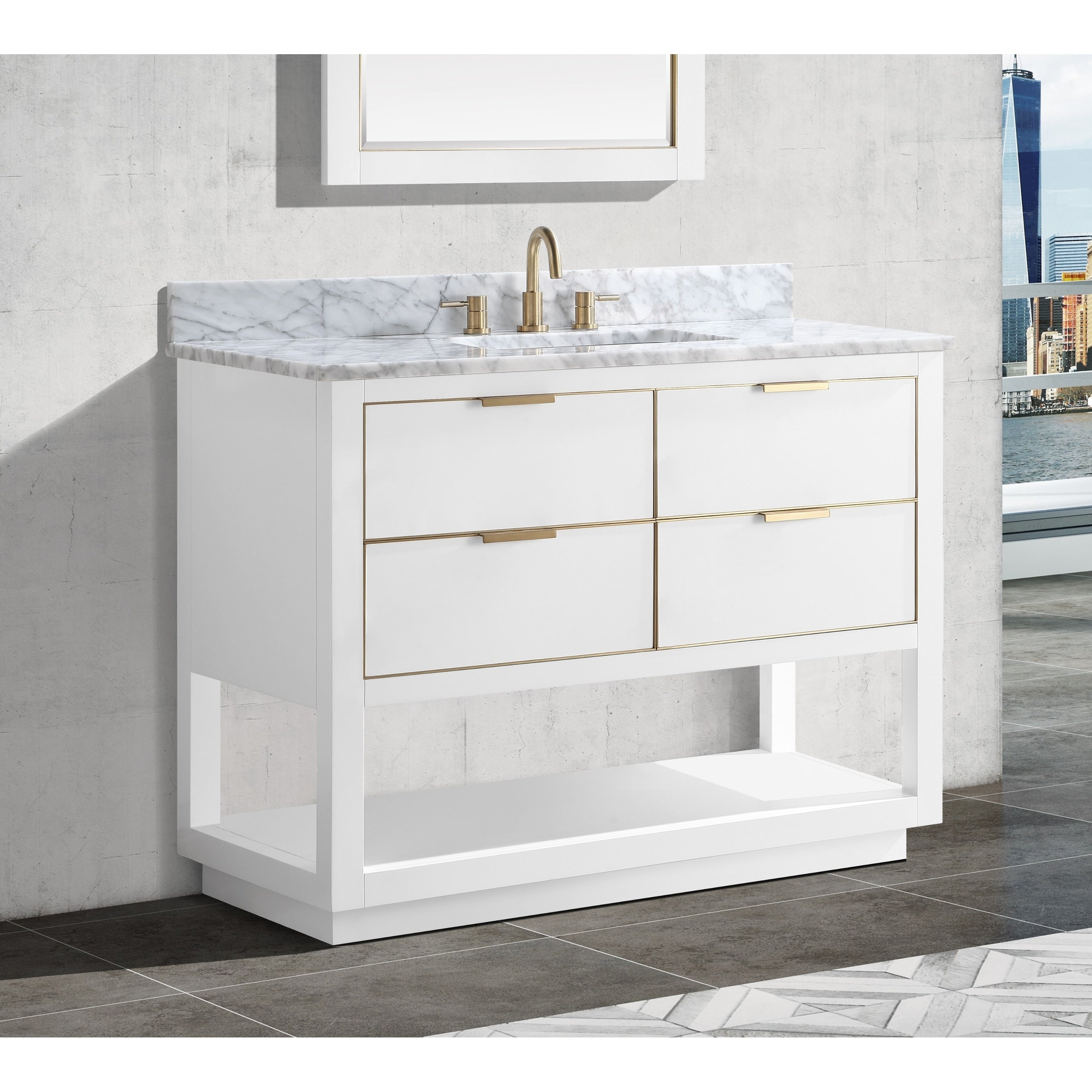 Avanity Allie 43 In. Vanity Combo In White With Gold Trim