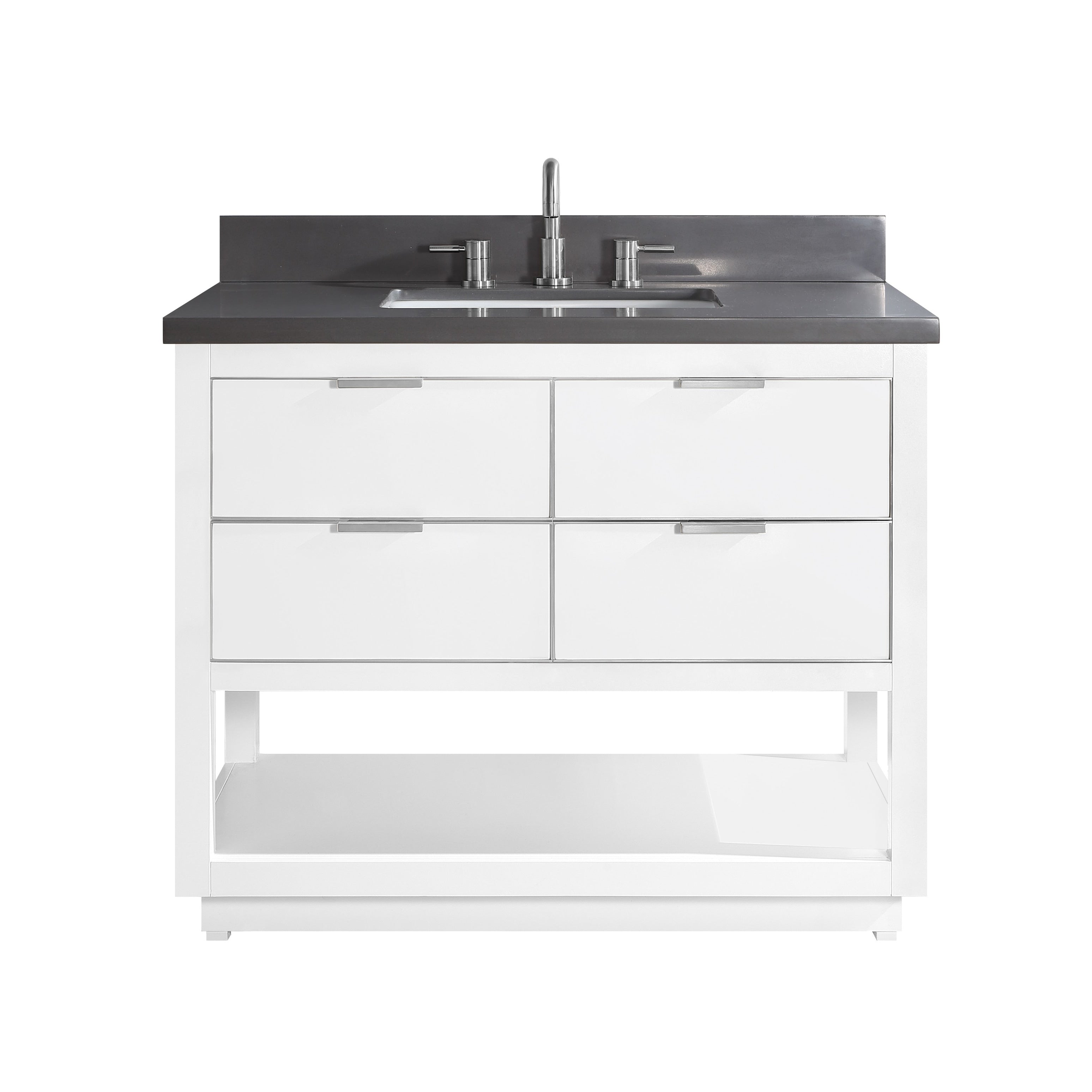 Avanity Allie 43 In. Vanity Combo In White With Silver Trim