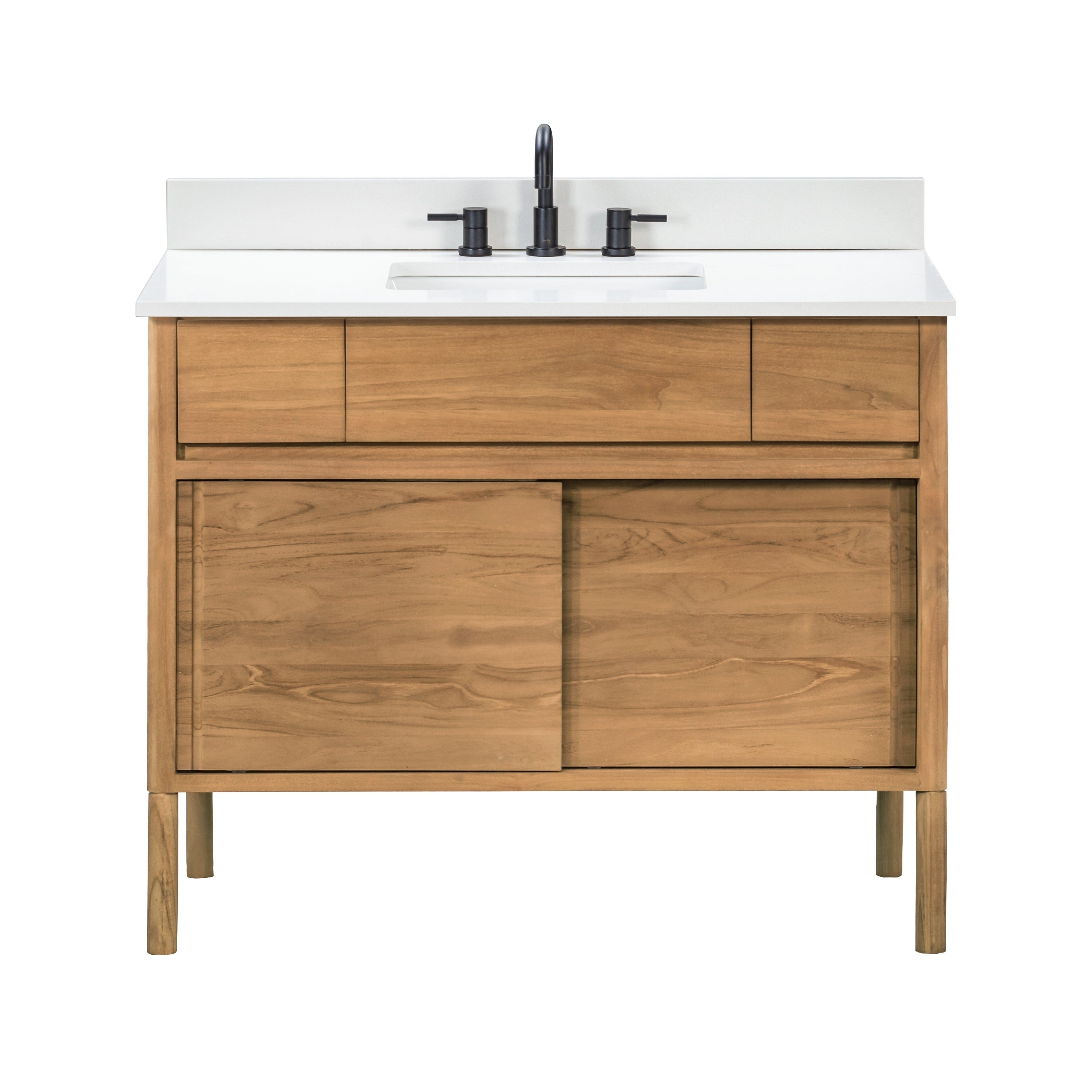 Avanity Colbie Bathroom Vanity In Natural Teak With White Engineered Stone Top 43 Single Sink