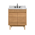 Avanity Kayla Bathroom Vanity In Natural Teak With Carrara White Marble Top