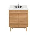 Avanity Kayla Bathroom Vanity In Natural Teak With White Engineered Stone Top