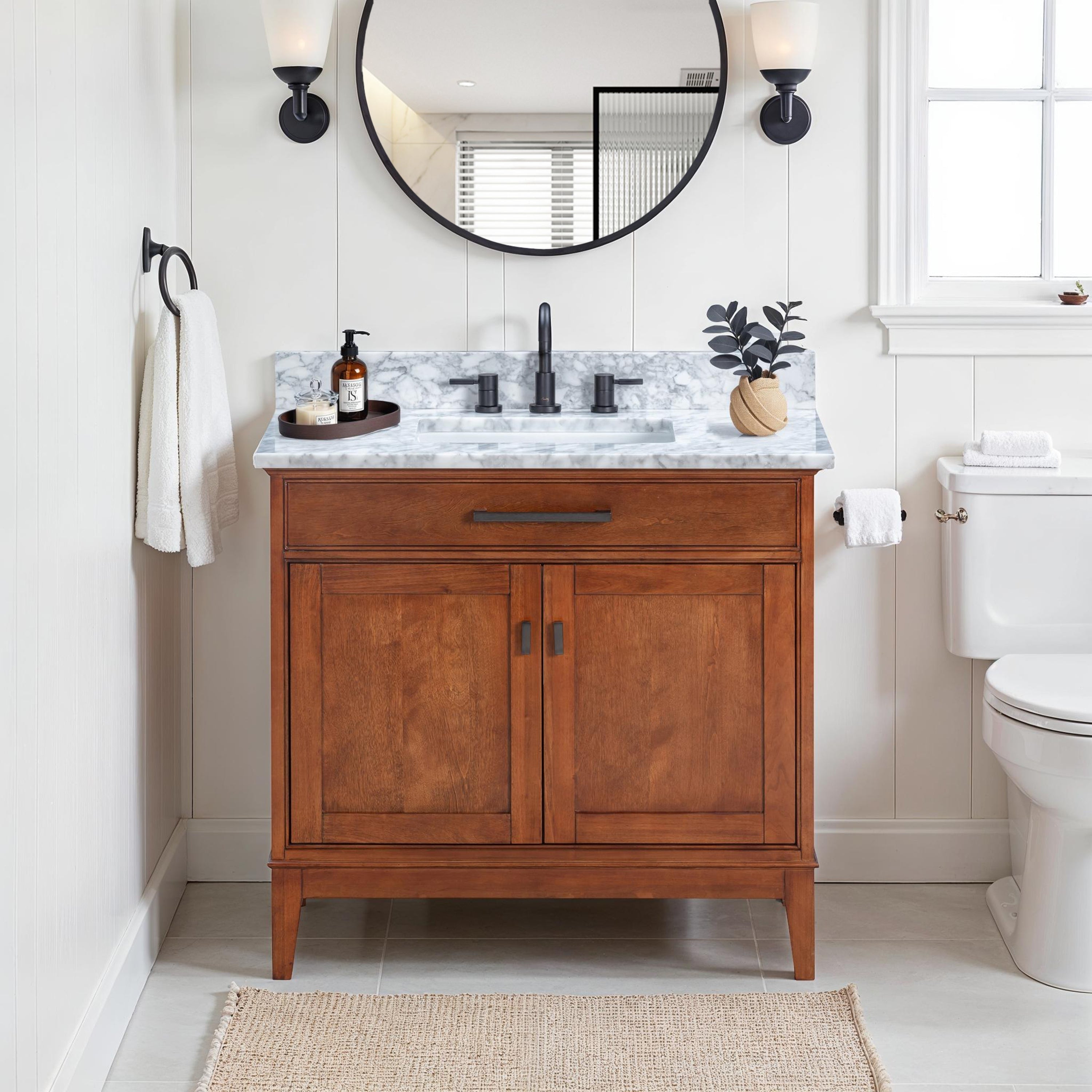 Avanity Madison 36 Inch Single Vanity In Tobacco Finish With Sink And Top