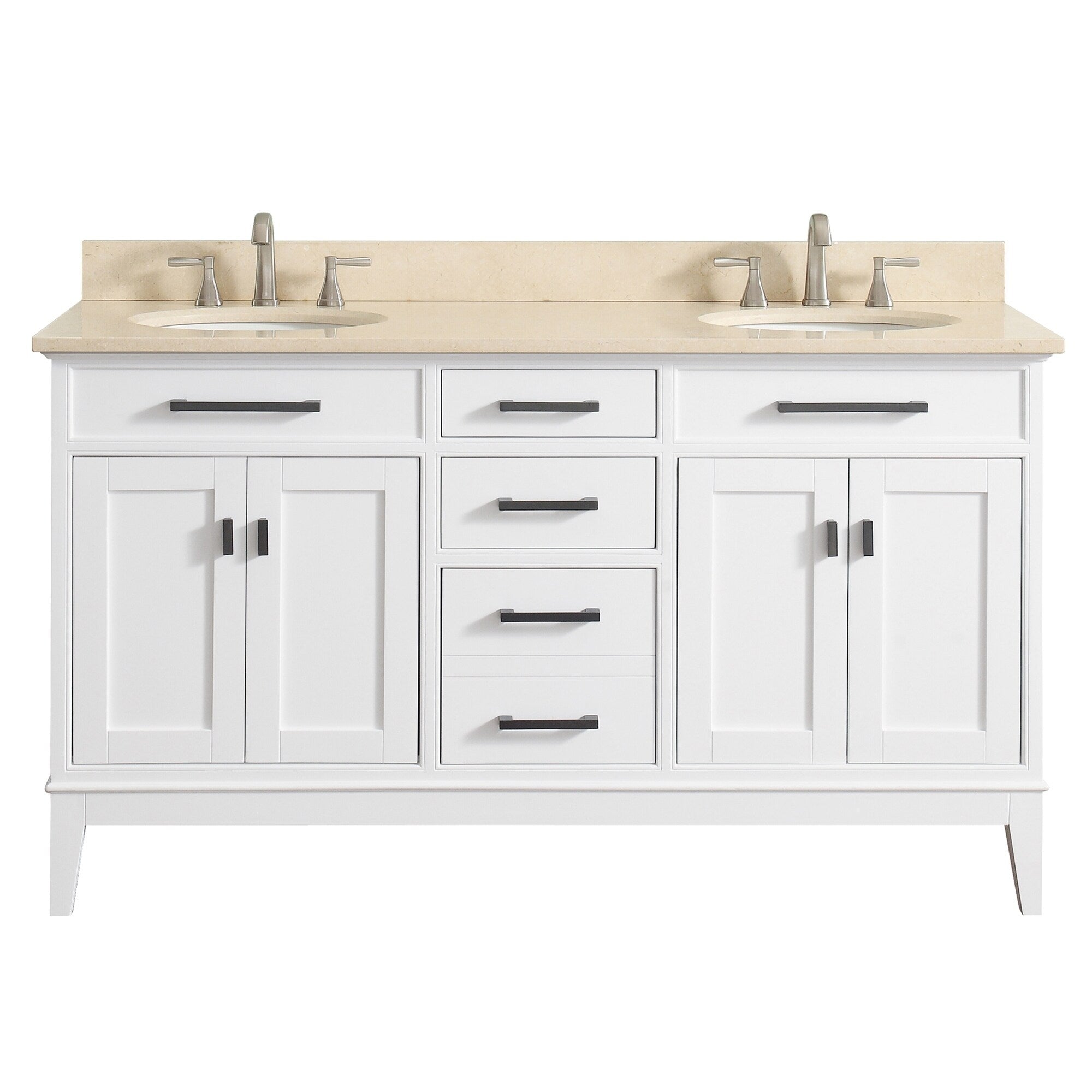 Avanity Madison 61 Inch Double Sink White Finish Vanity Combo