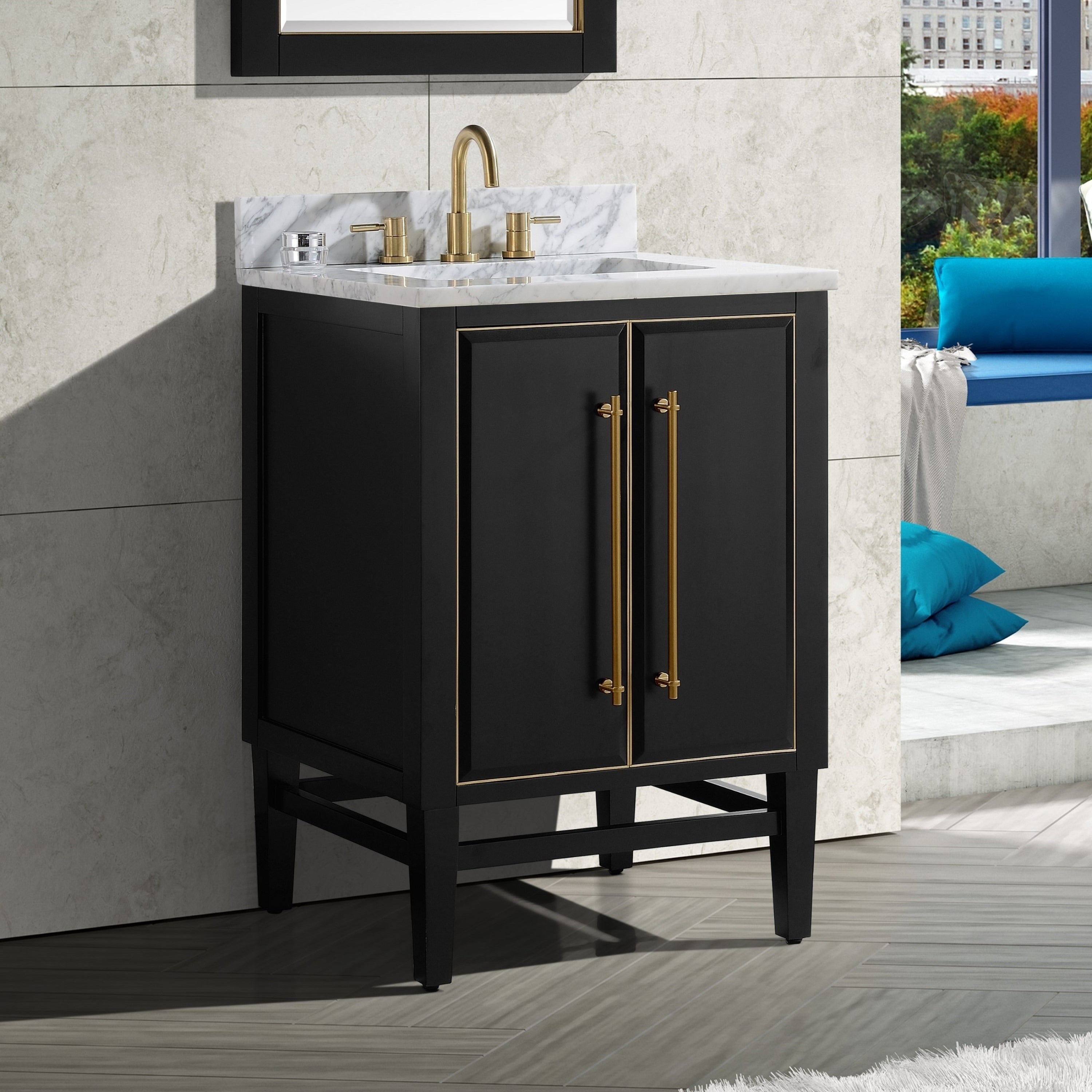 Avanity Mason 25 In. Vanity Combo In Black With Gold Trim
