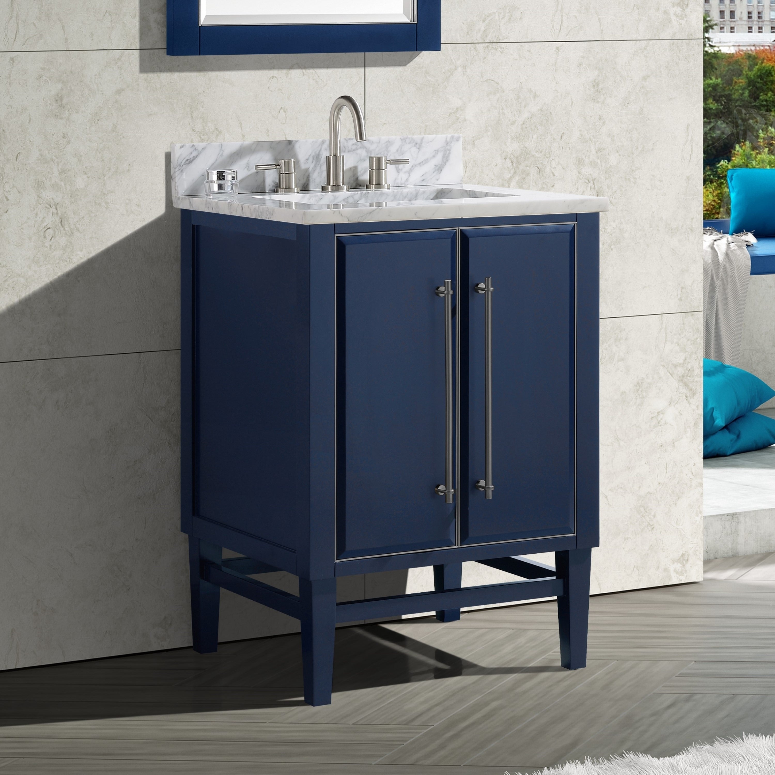 Avanity Mason 25 In. Vanity Combo In Navy Blue With Silver Trim