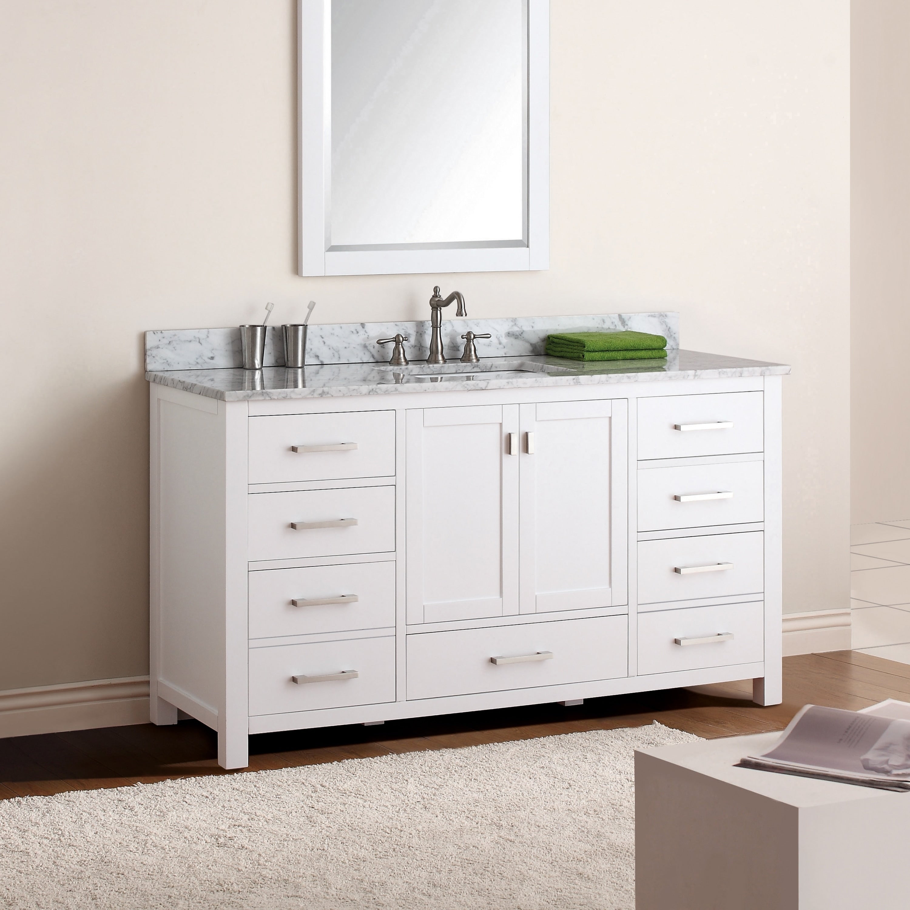 Avanity Modero White Finish 60 Inch Single Vanity Only