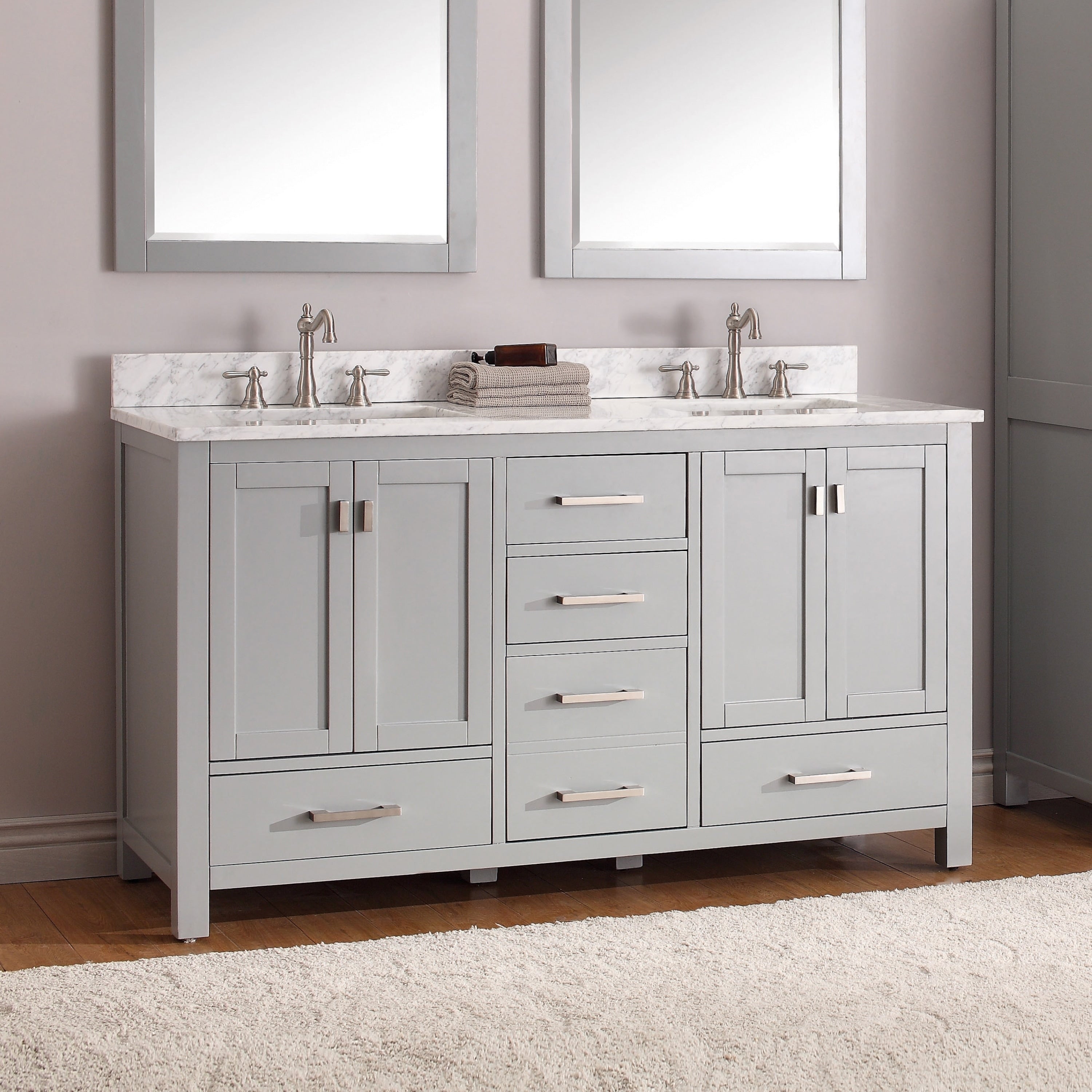 Avanity Modero 60 Inch Chilled Grey Double Vanity Combo