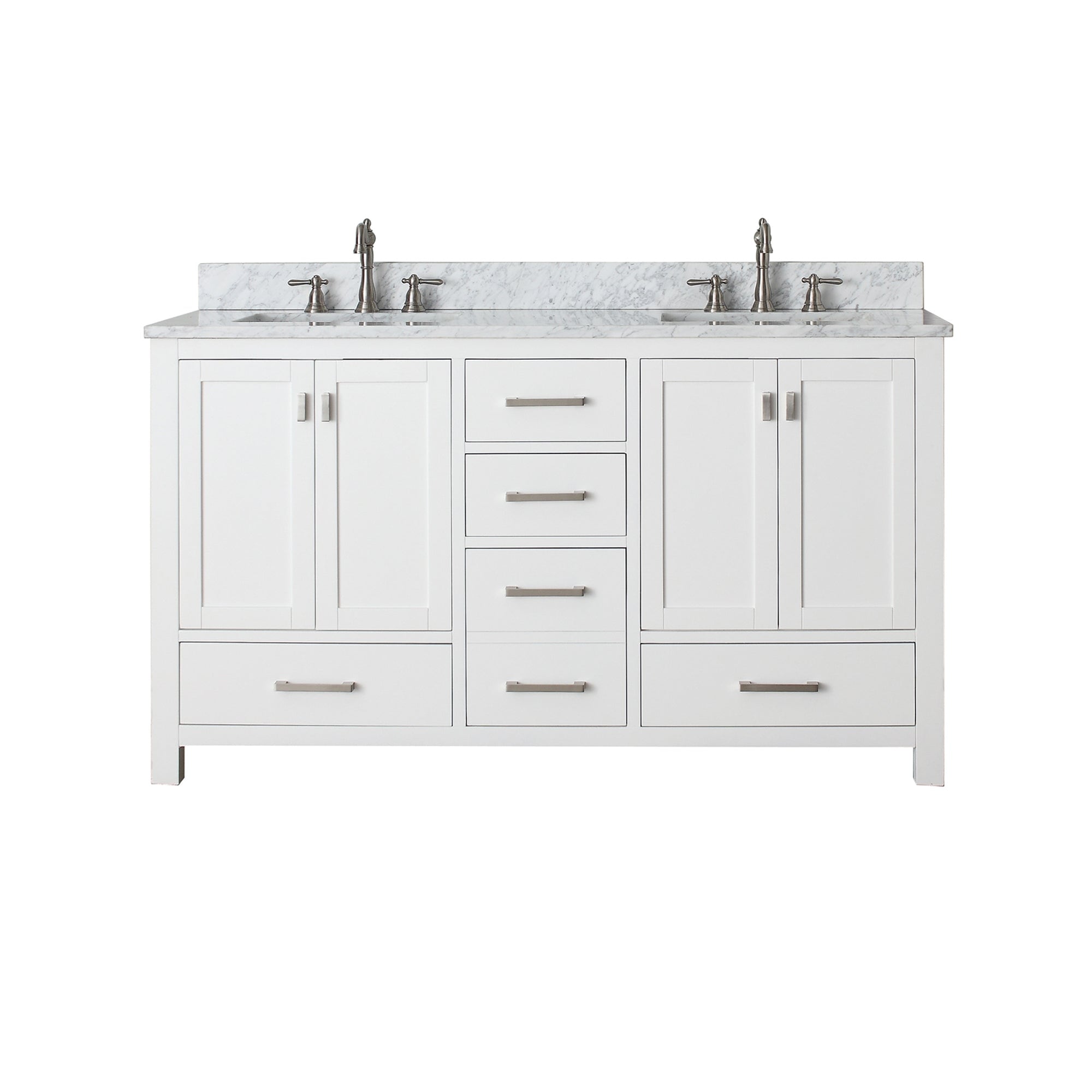 Avanity Modero 61 Inch Double Vanity In White Finish With Dual Sinks And Top