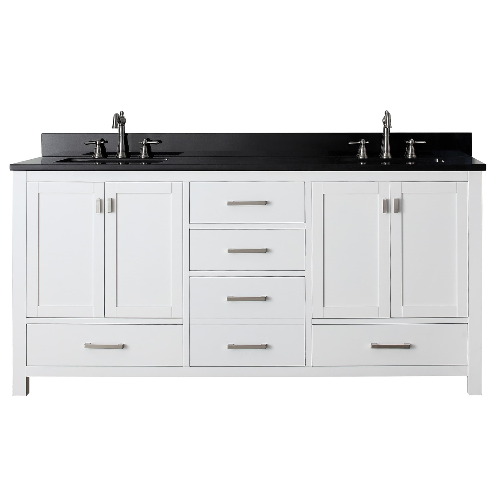 Avanity Modero 73 Inch Double Vanity In White Finish With Dual Sinks And Top