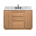 Avanity Parker Bathroom Vanity In Natural Teak With Carrara White Marble Top