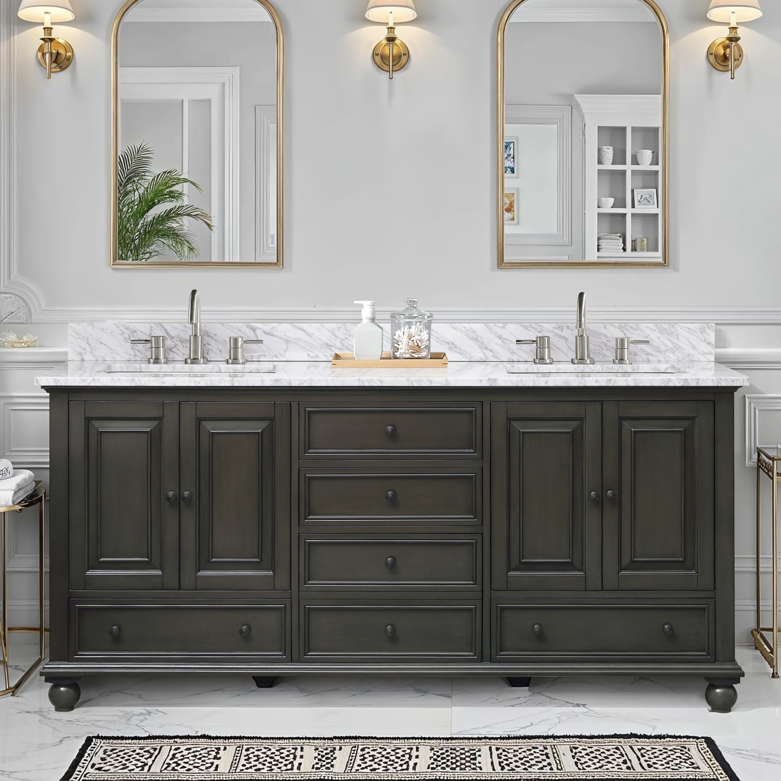 Avanity Thompson 73 Inch Double Sink Vanity Combo In Charcoal Glaze Finish