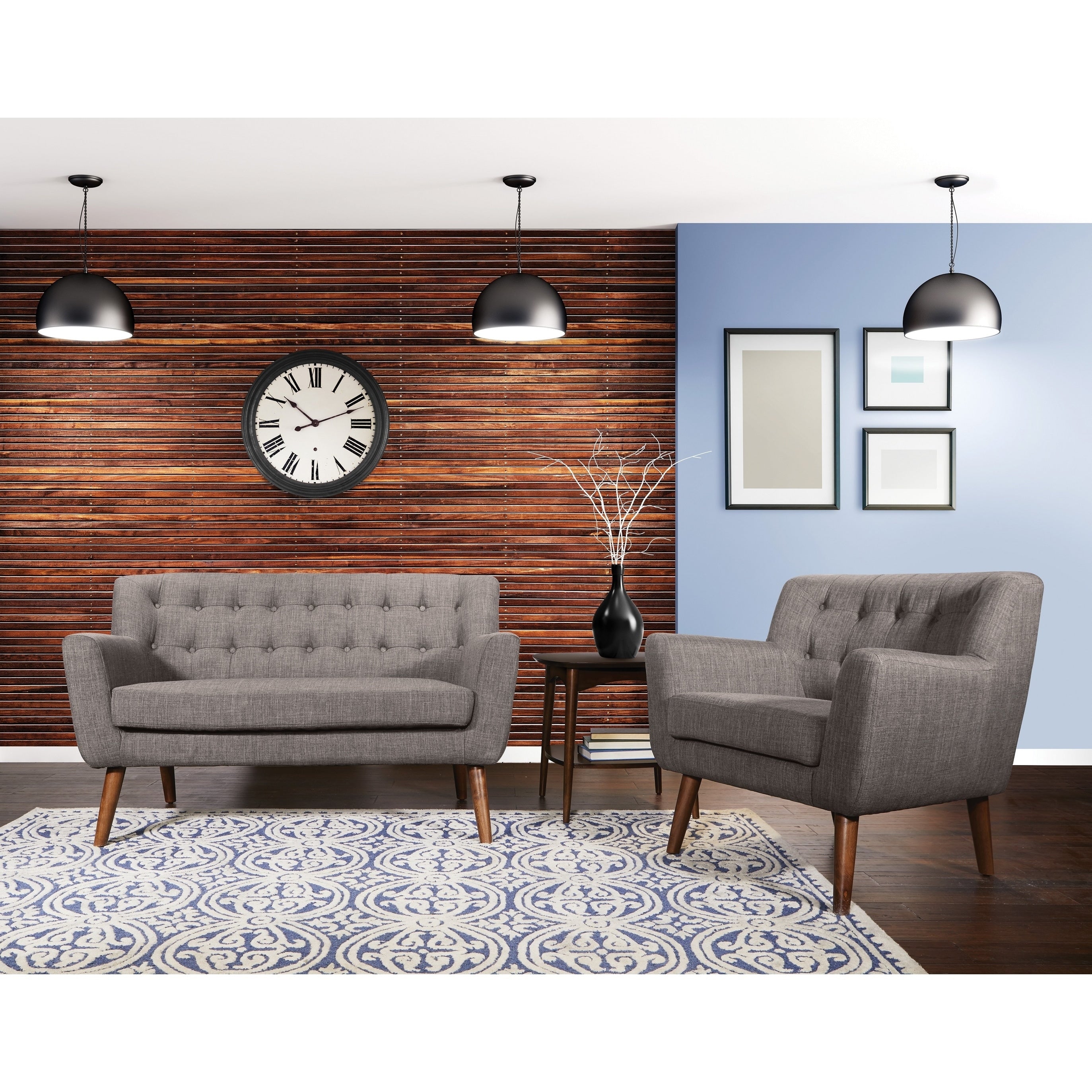 Carson Carrington Brevik Mid Century Tufted Back Fabric Loveseat
