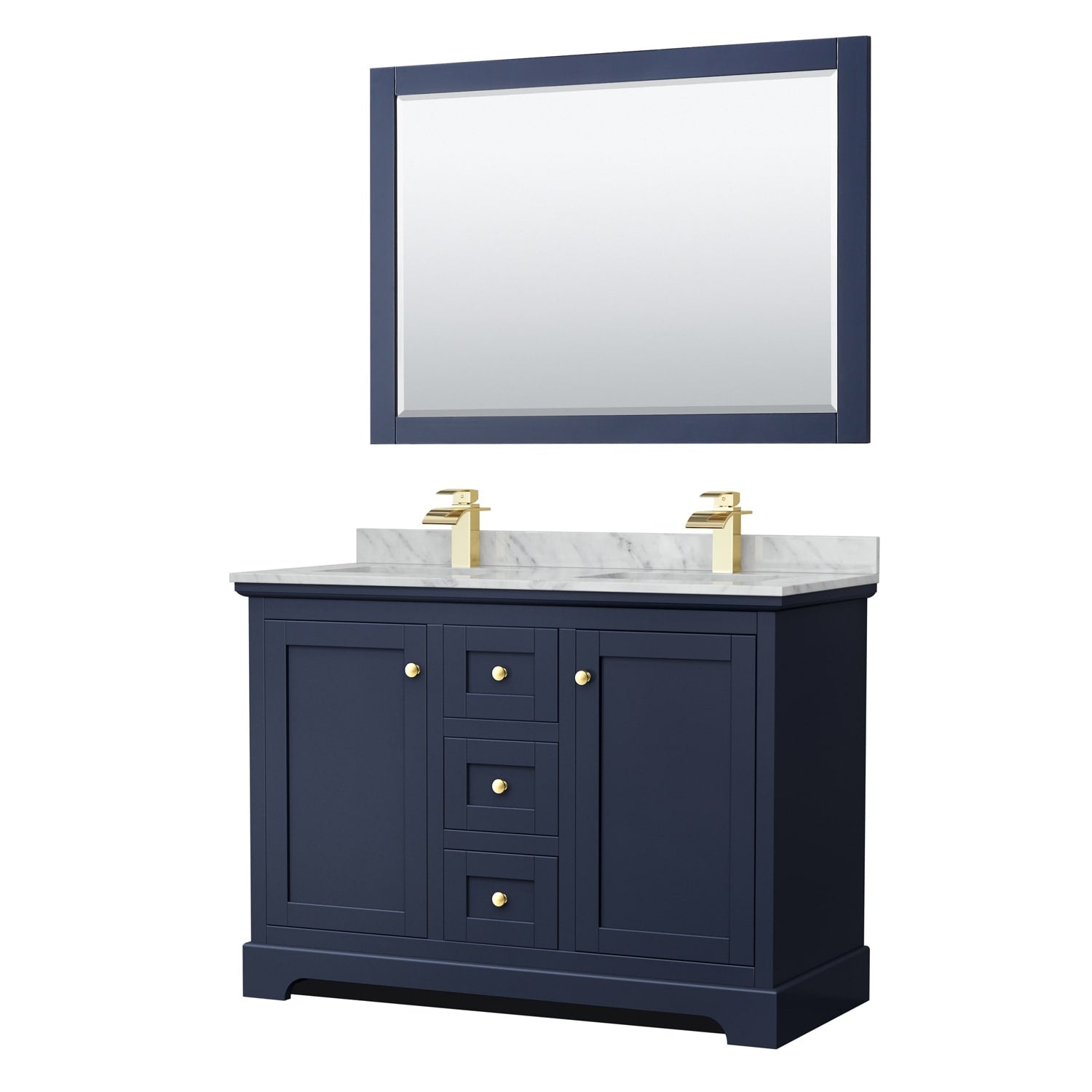 Avery 48 Inch Double Vanity Set With Square Sinks 46 Inch Mirror