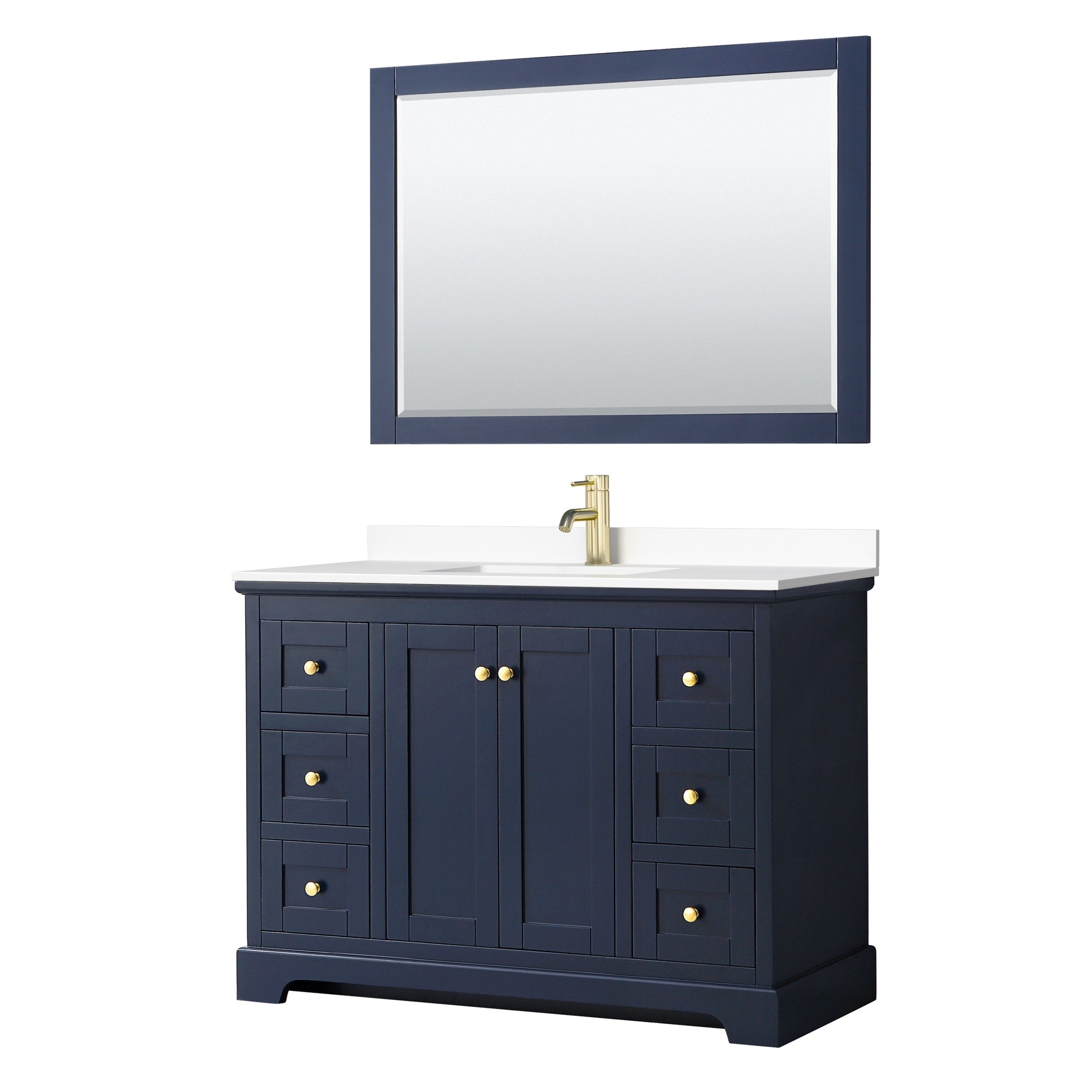 Avery 48 Inch Single Vanity Cultured Marble Top 46 Inch Mirror