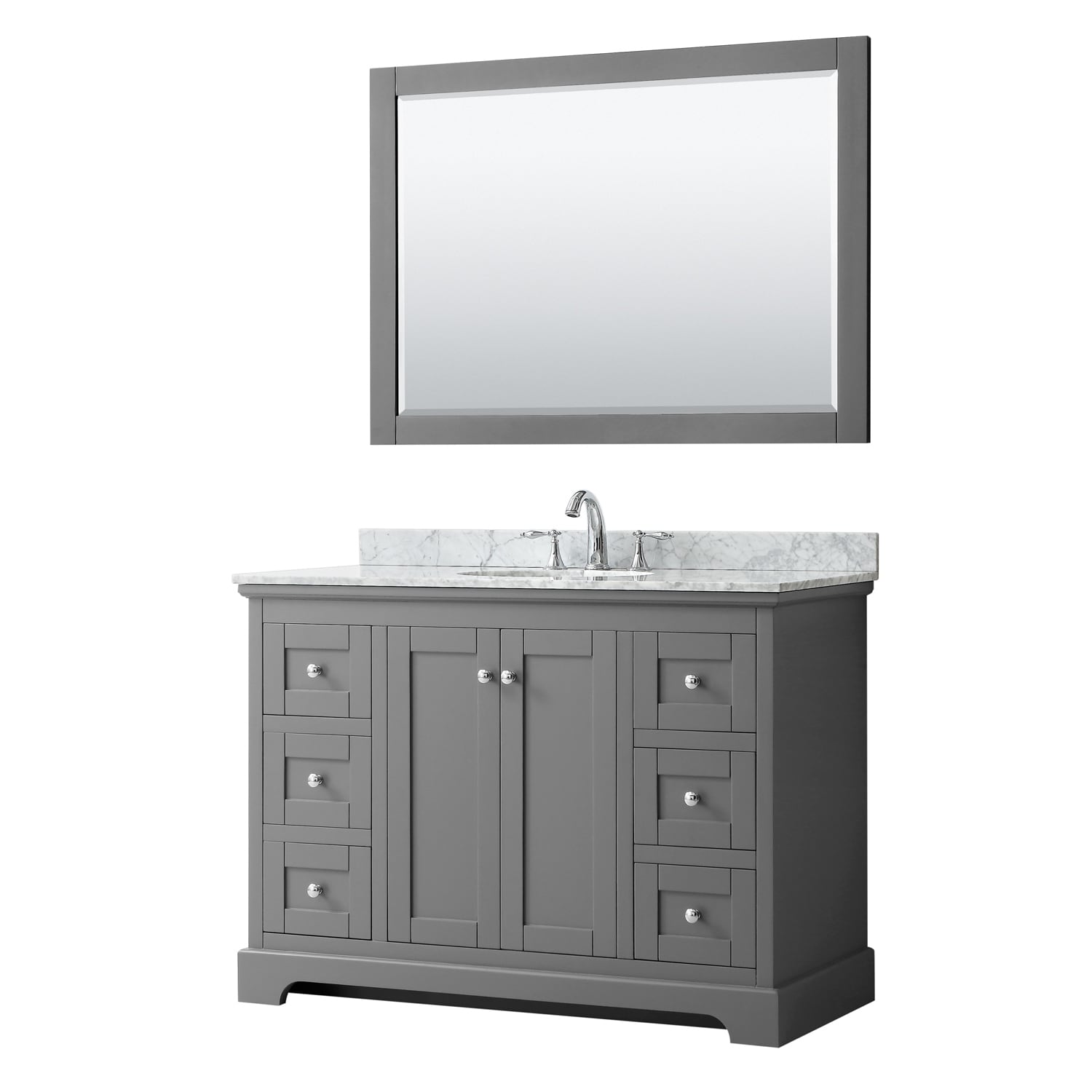 Avery 48 Inch Single Vanity Marble Top Oval Sink 46 Inch Mirror