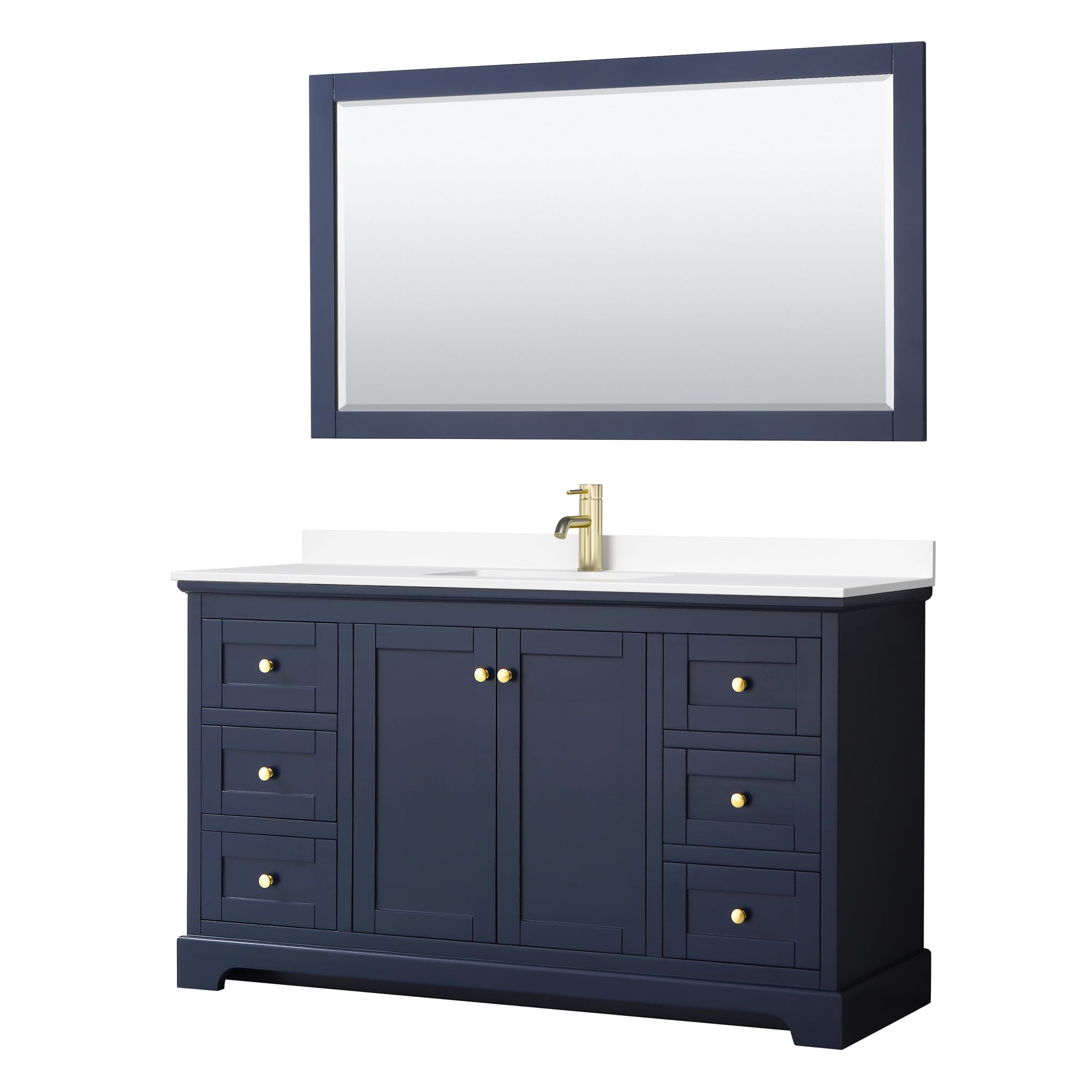 Avery 60 Inch Single Vanity Cultured Marble Top 58 Inch Mirror