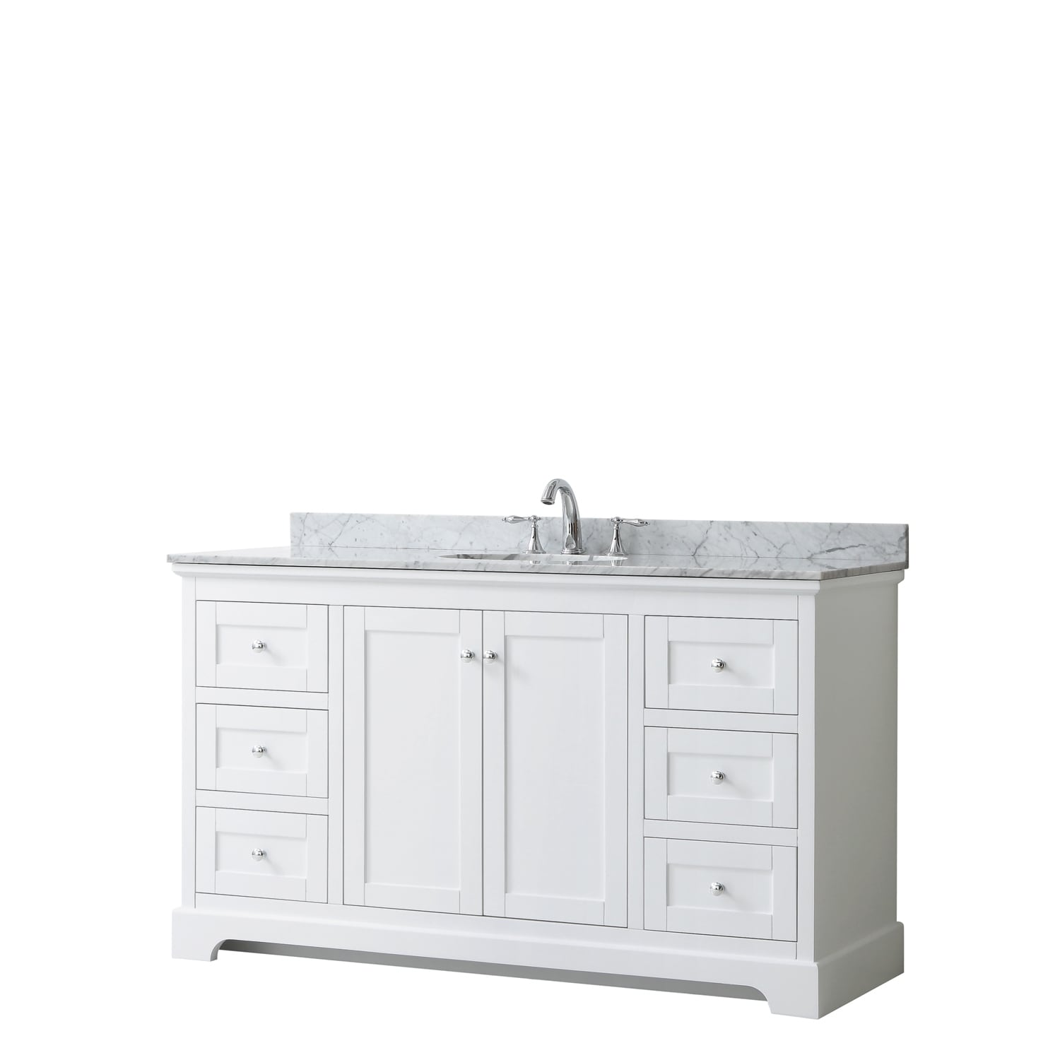 Avery 60 Inch Single Vanity Marble Top Oval Sink No Mirror