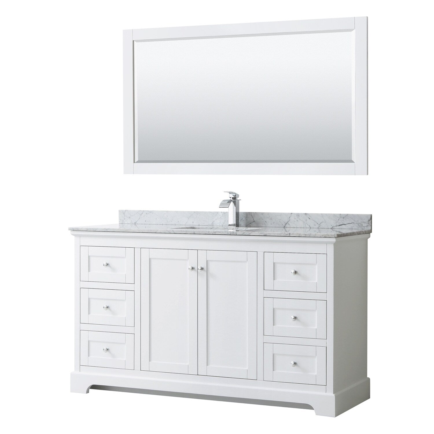 Avery 60 Inch Single Vanity Marble Top Square Sink 58 Inch Mirror