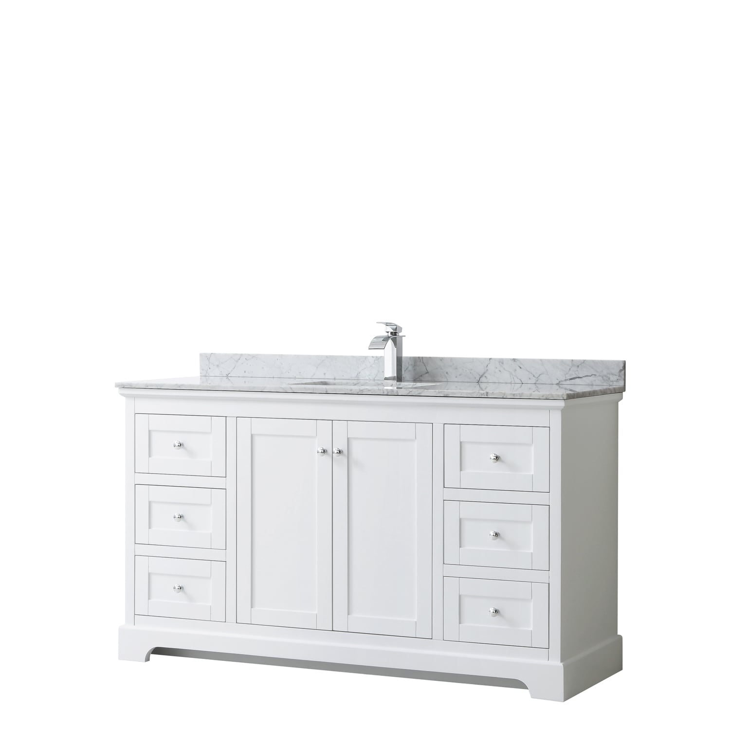 Avery 60 Inch Single Vanity Marble Top Square Sink No Mirror